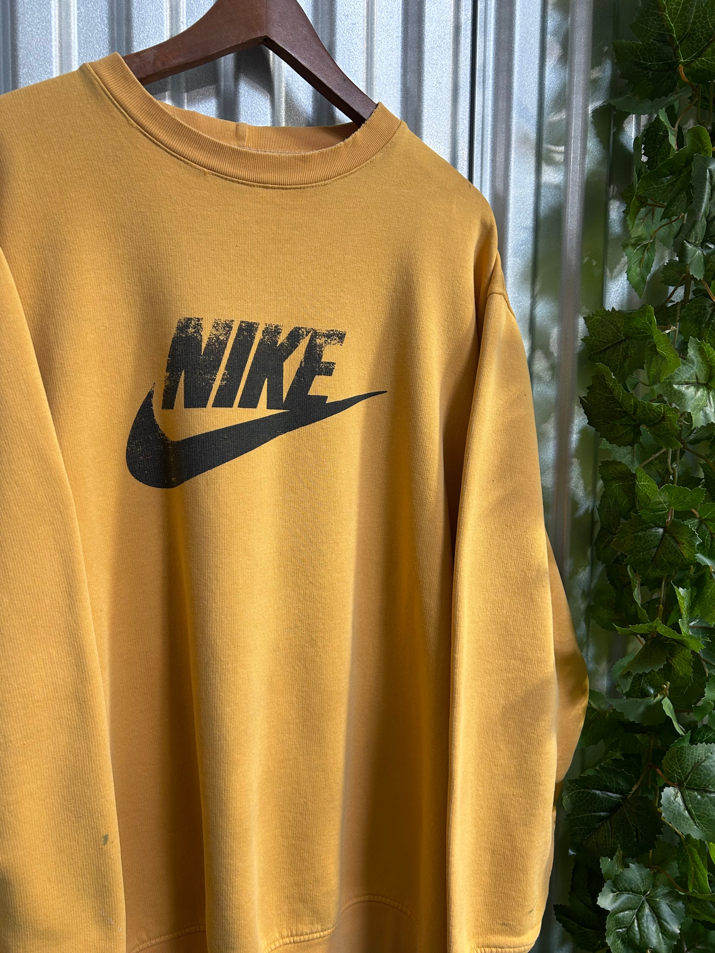 Vintage Nike Yellow Center Spell-out Crewneck - Size 2XL
