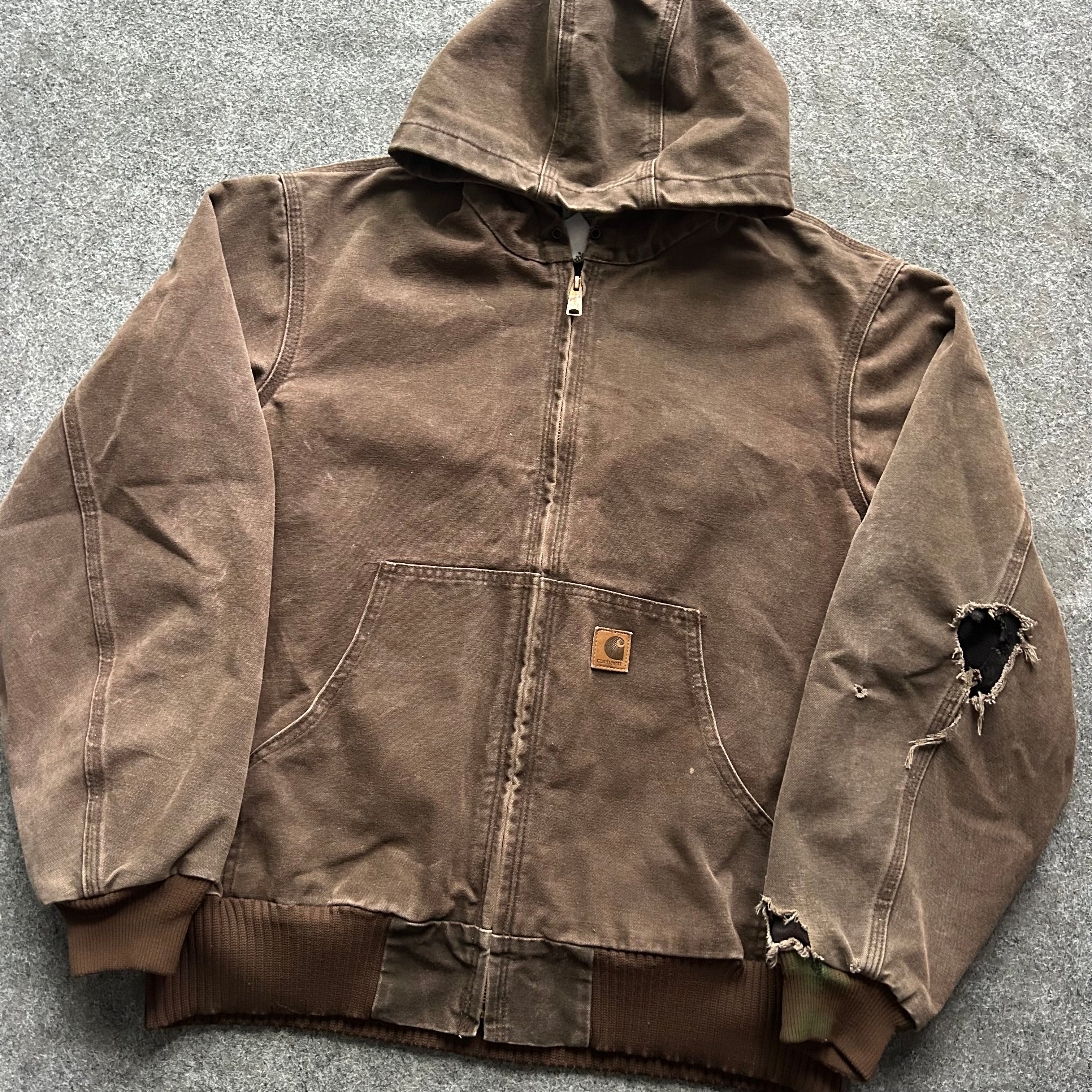 Vintage Distressed Brown Carhartt Hooded Jacket