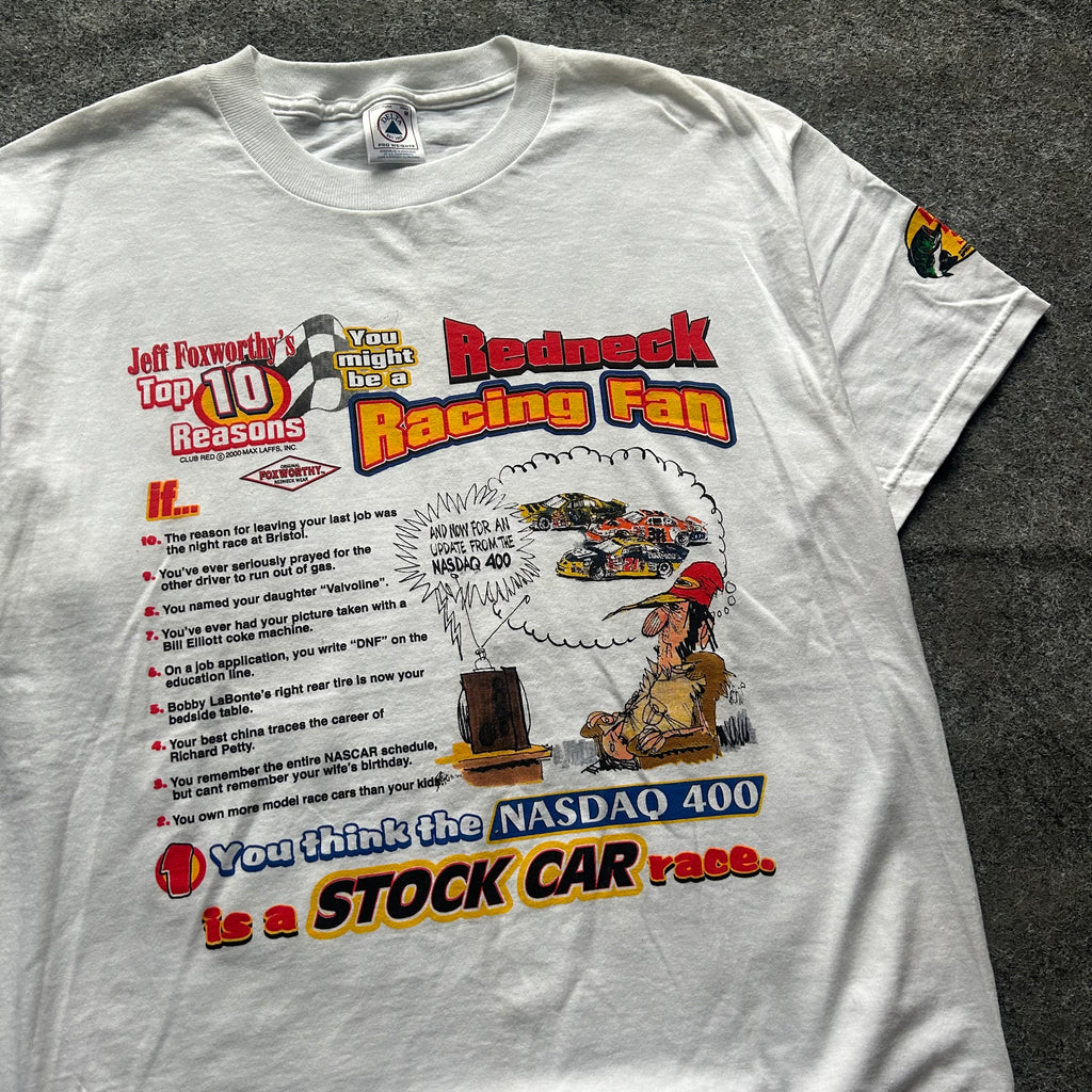 Vintage Top 10 Reasons Redneck Racing Fan Parody T-shirt