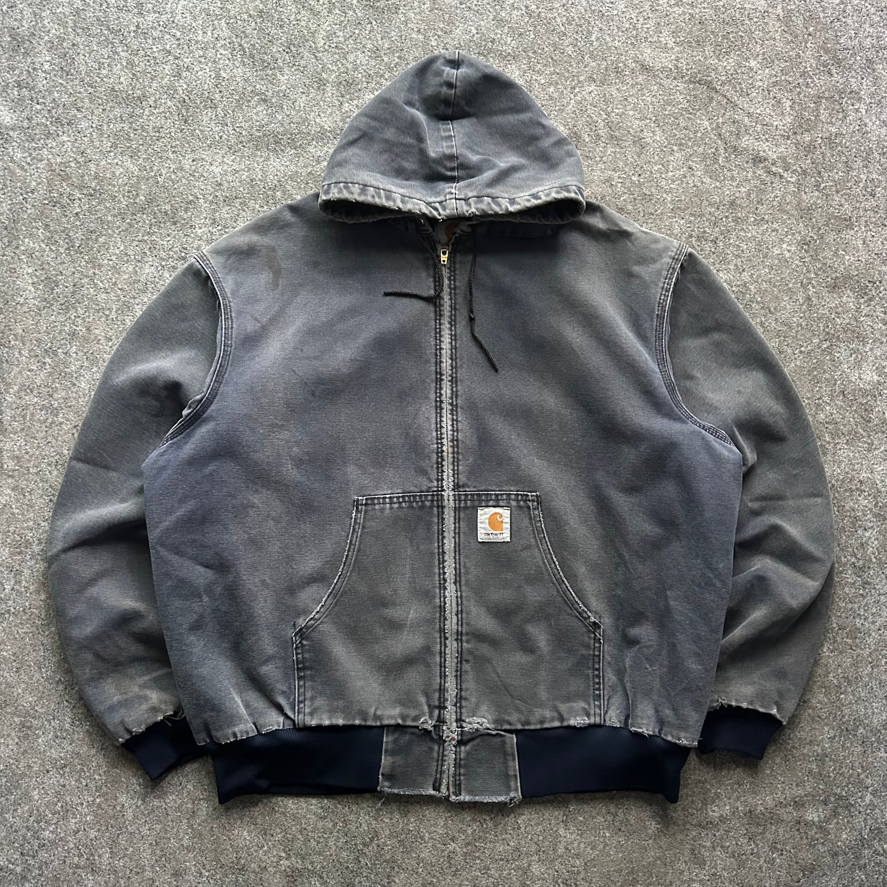 Vintage Distressed Navy Blue Carhartt Hooded Jacket