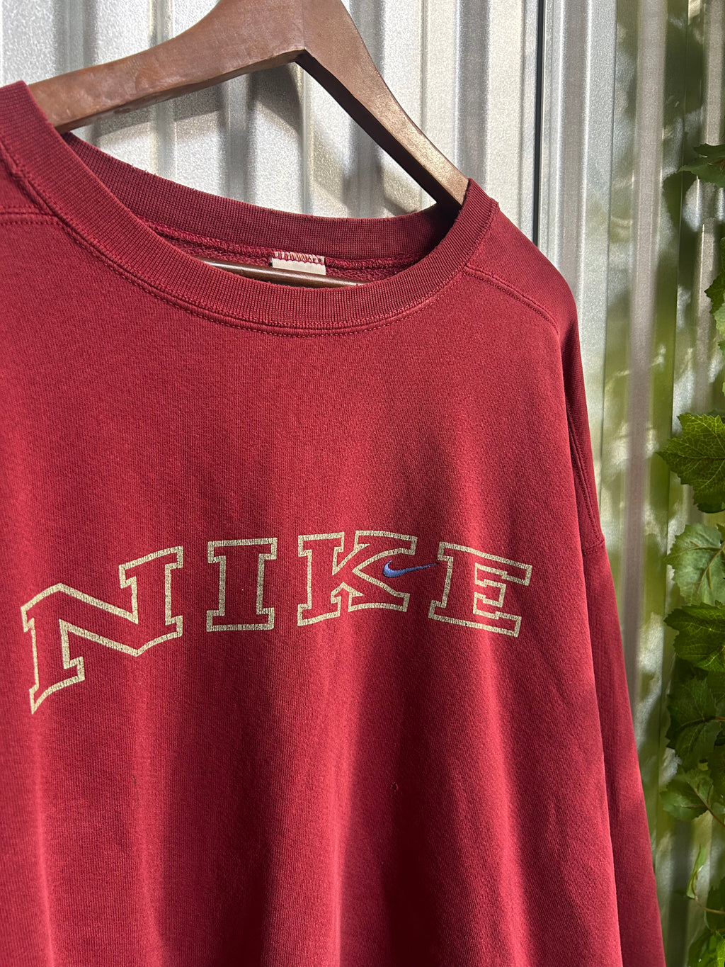 Vintage Nike Burgundy Red Spell-out Crewneck - Size XL