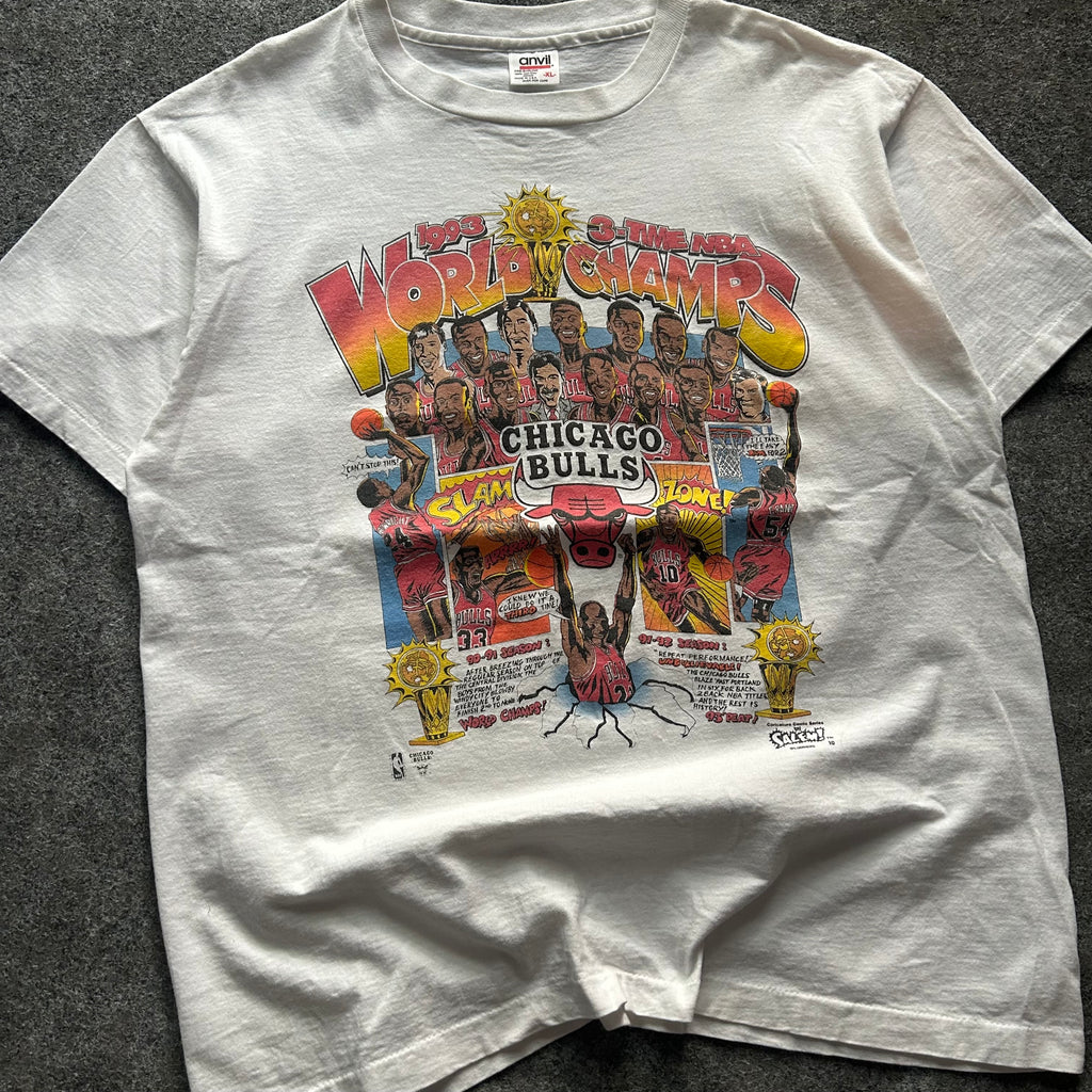 Vintage Chicago Bulls World Champions NBA Caricature T-shirt
