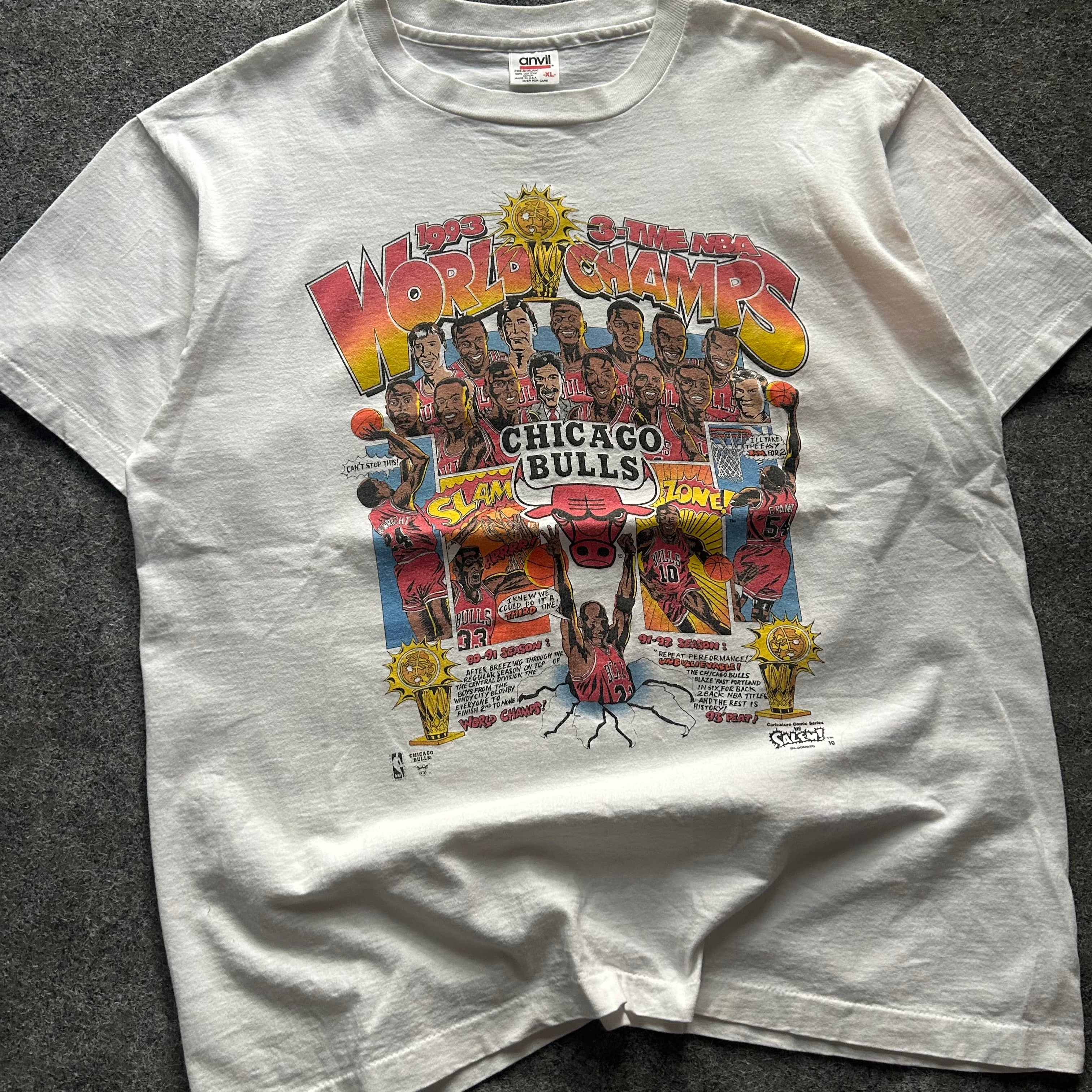 Vintage Chicago Bulls World Champions NBA Caricature T-shirt