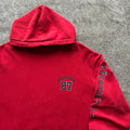 Vintage Distressed Aeropostale 87 Red Sleeve Spell Out Hoodie