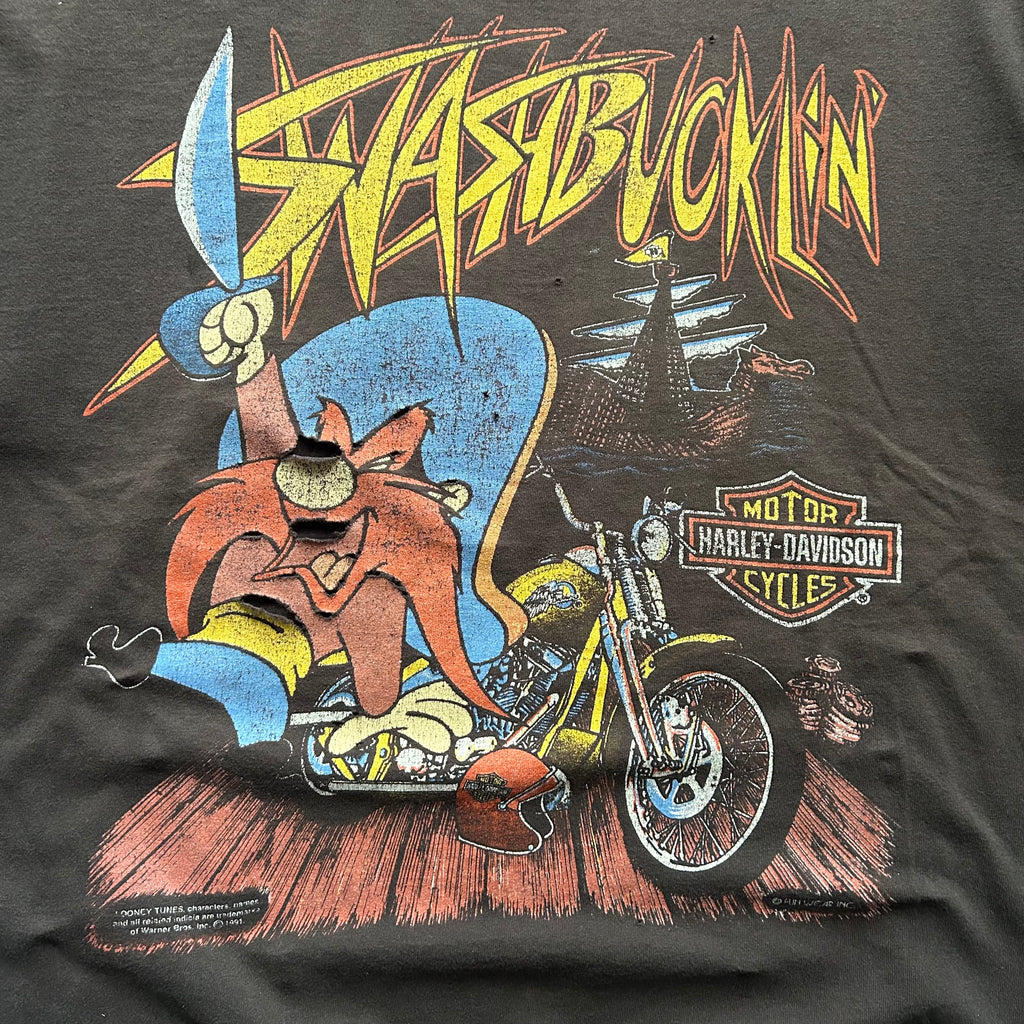 Vintage Distressed Harley Davidson Looney Tunes Swashbucklin T-shirt