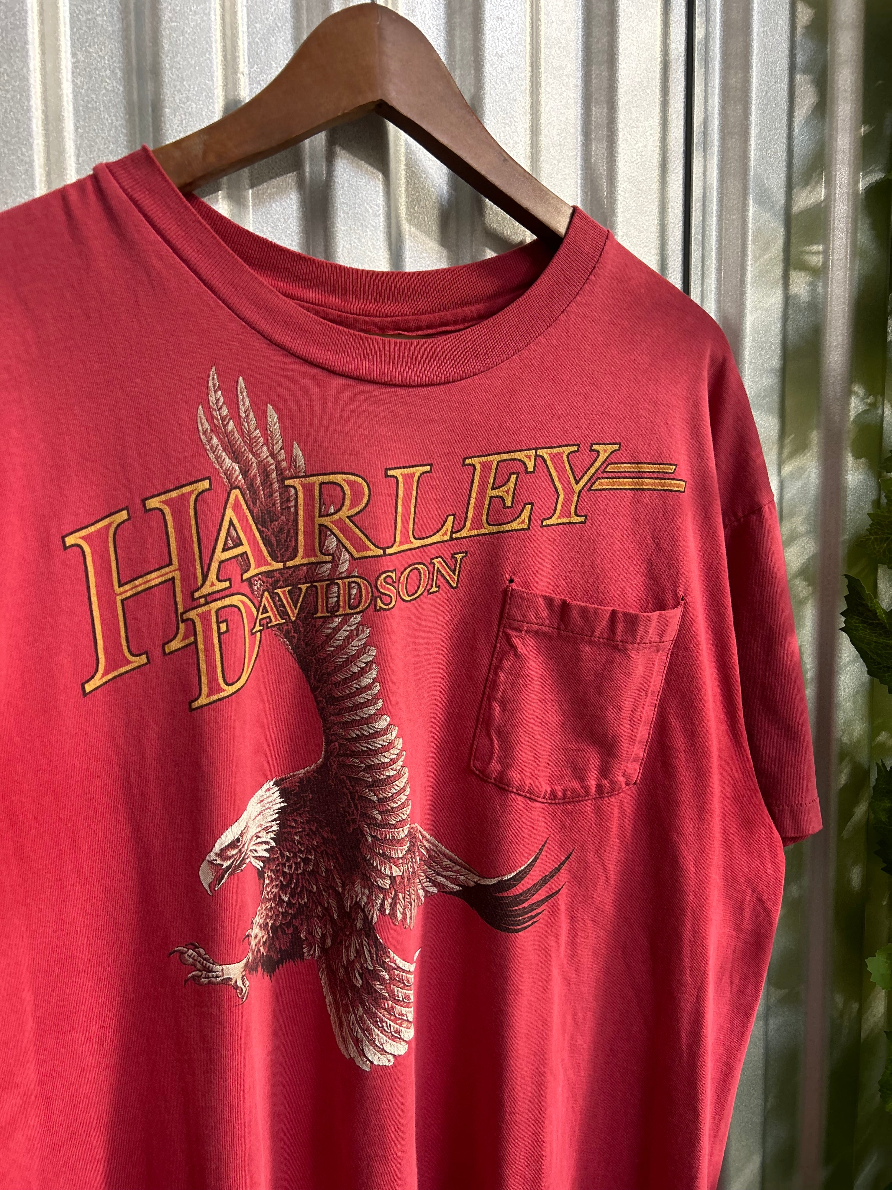 Vintage Harley Davidson Red Eagle Pocket T-shirt - Size Xl