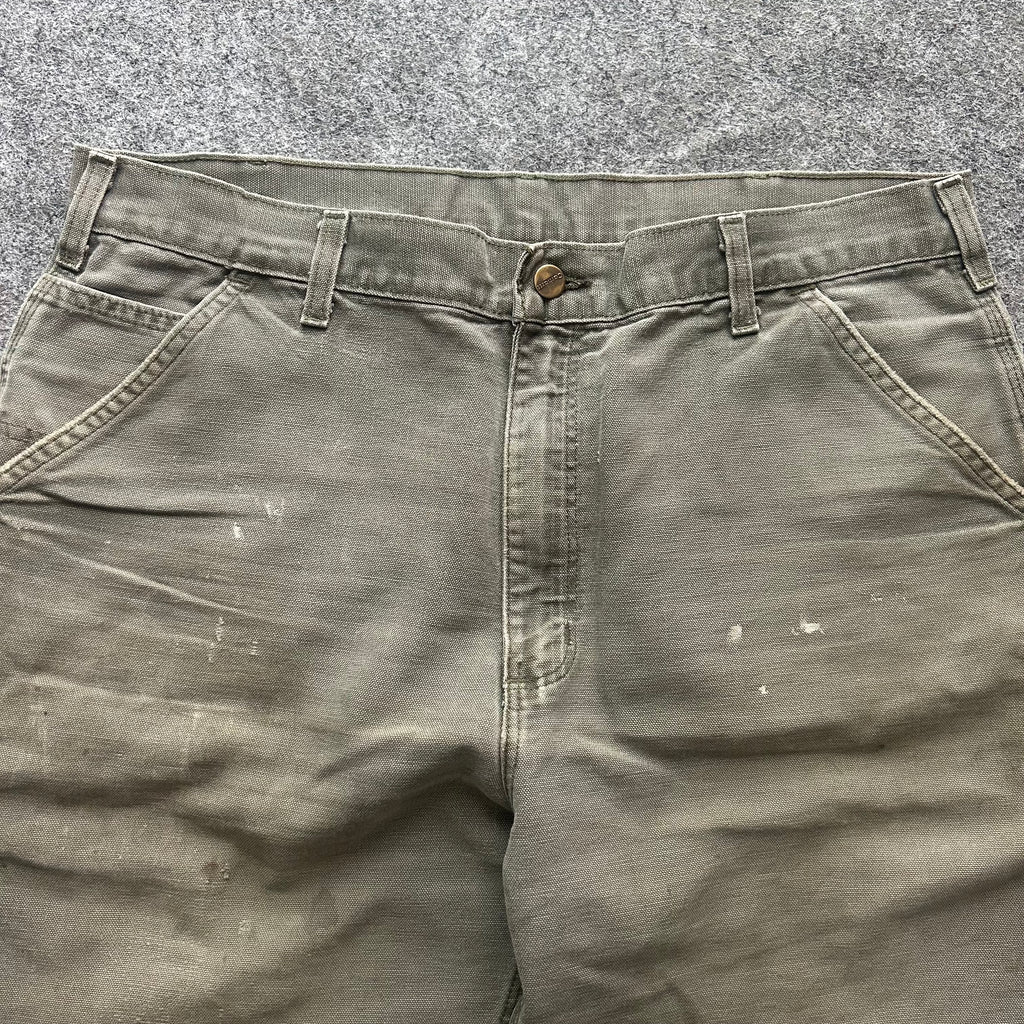 Vintage Distressed Olive Green Carhartt Carpenter Jorts