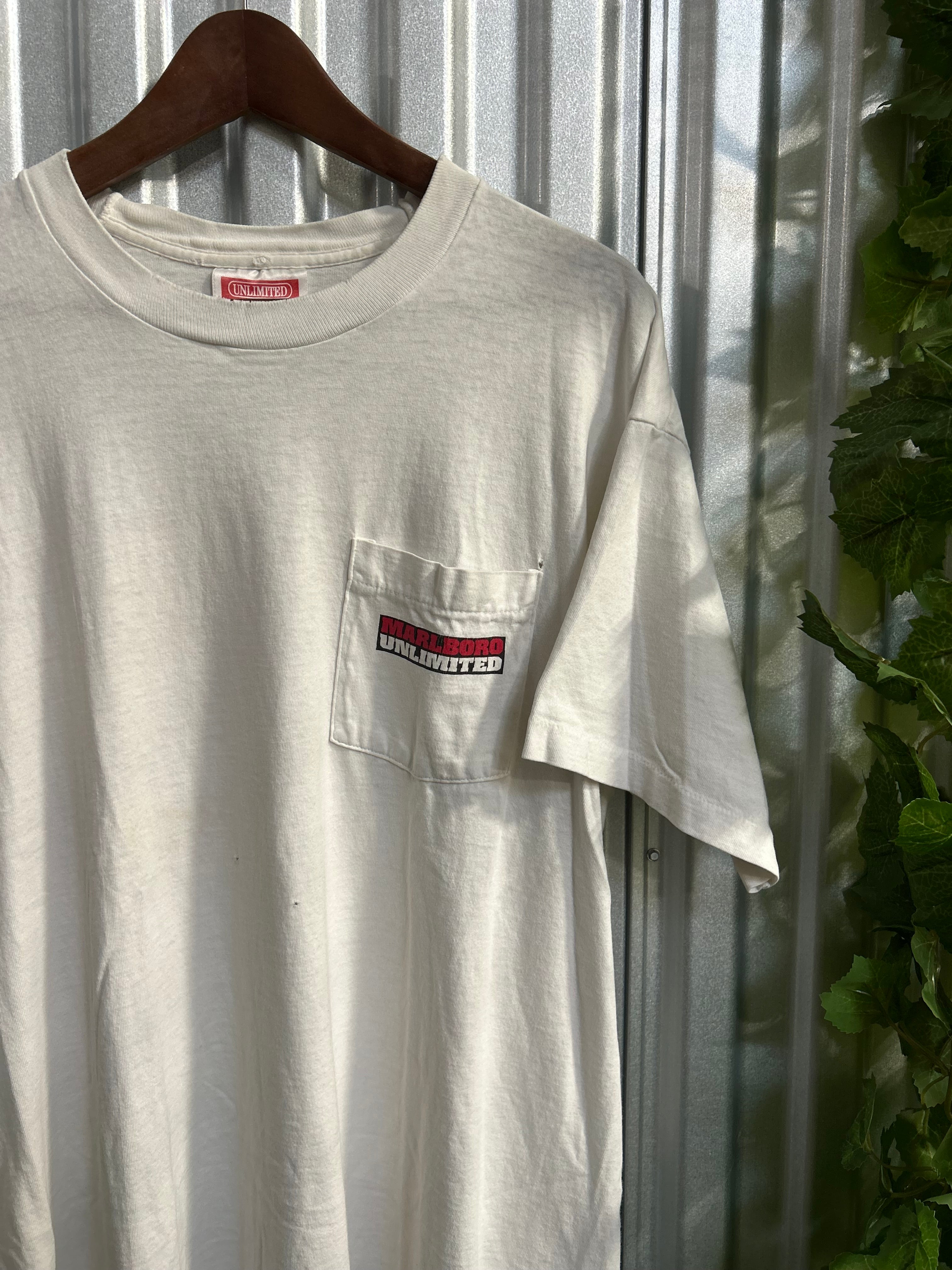 Vintage Marlboro Railroad Maps Pocket T-shirt - Size Xl