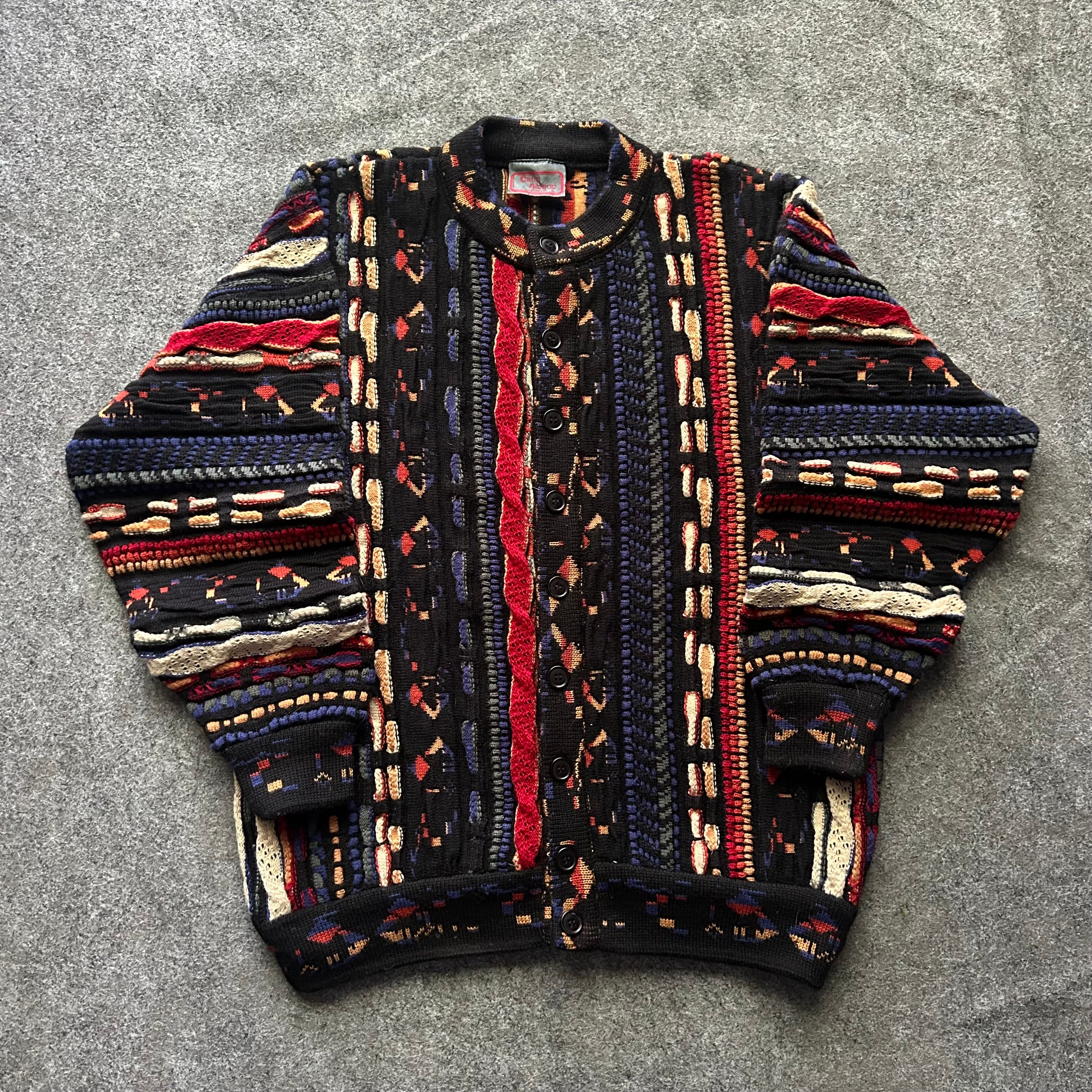 Vintage 3D Knit Coogi Styled Button Up Sweater
