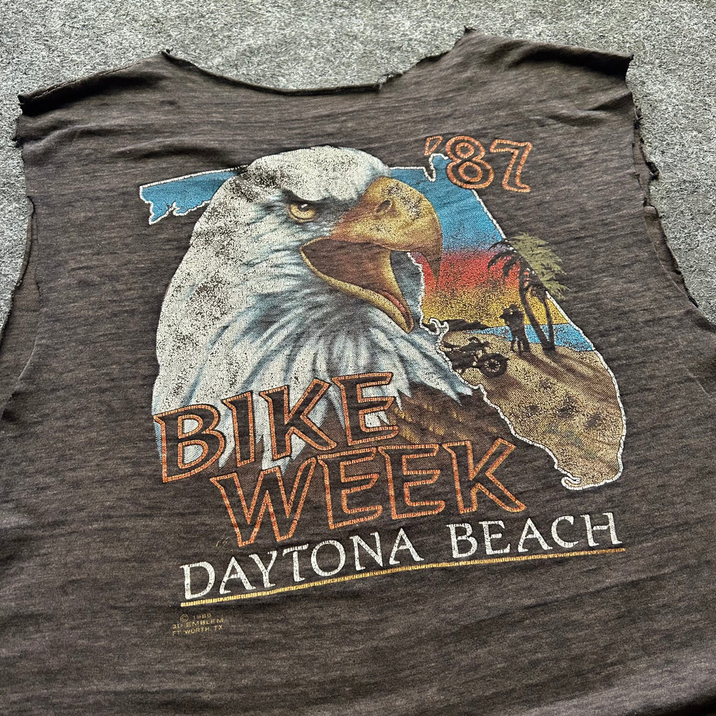Vintage Harley Davidson 3D Emblem Thrashed Cut Off T-shirt