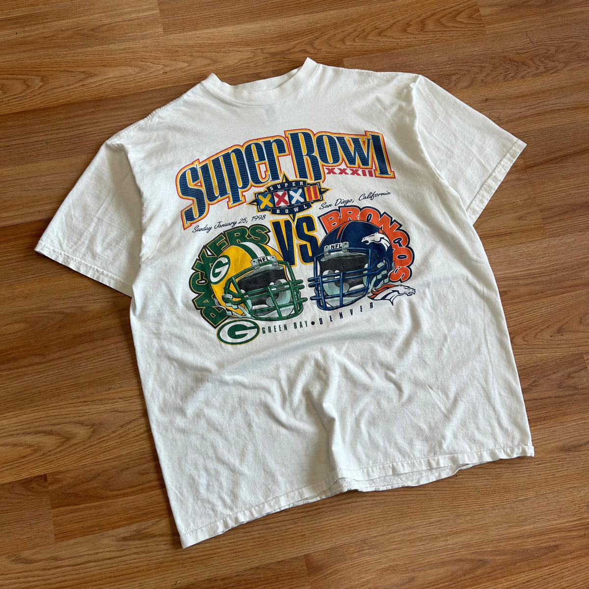 Vintage Super Bowl XXXII Green Bay Packers Vs Broncos T-shirt - Size XL