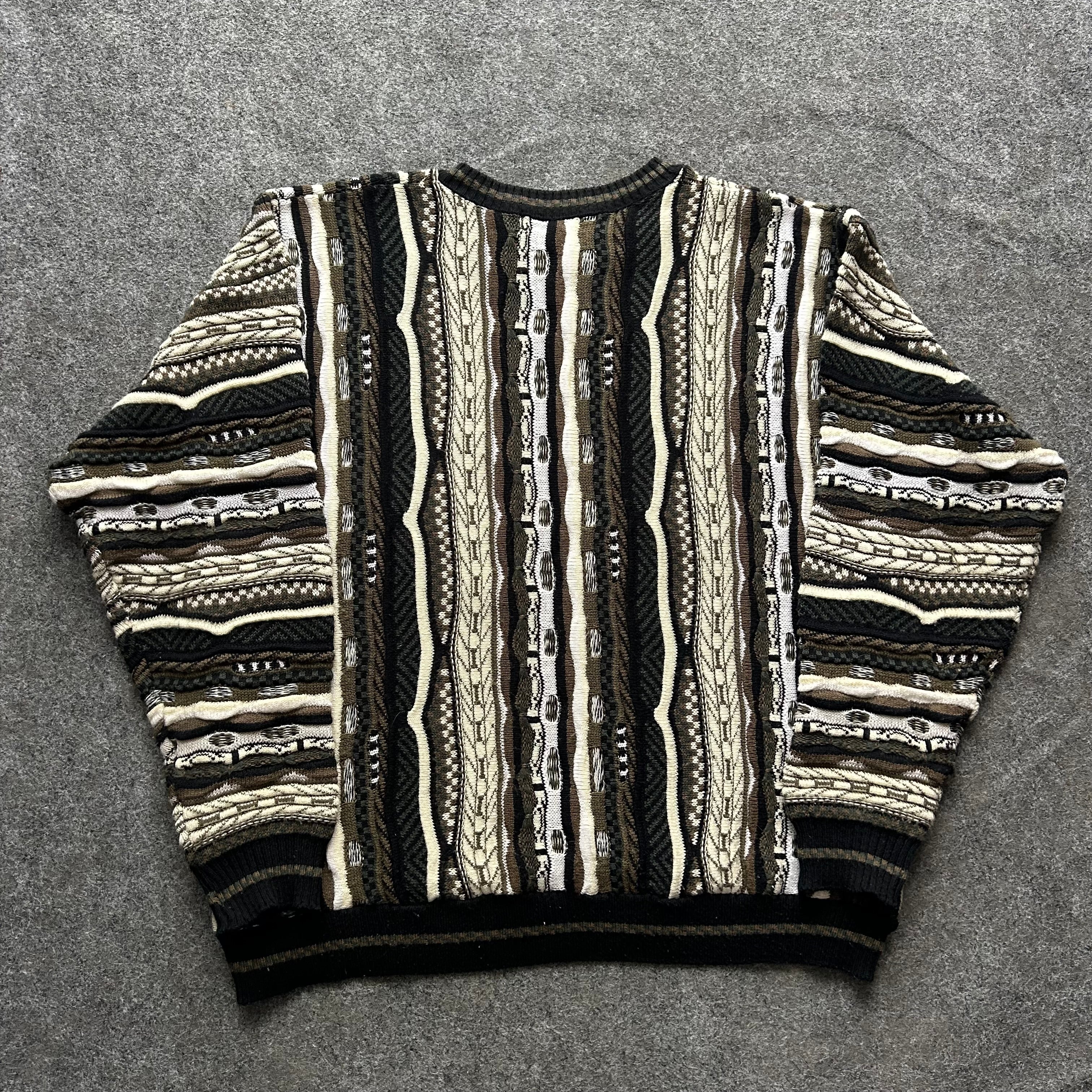 Vintage 3D Knit Coogi Styled Olive Sweater