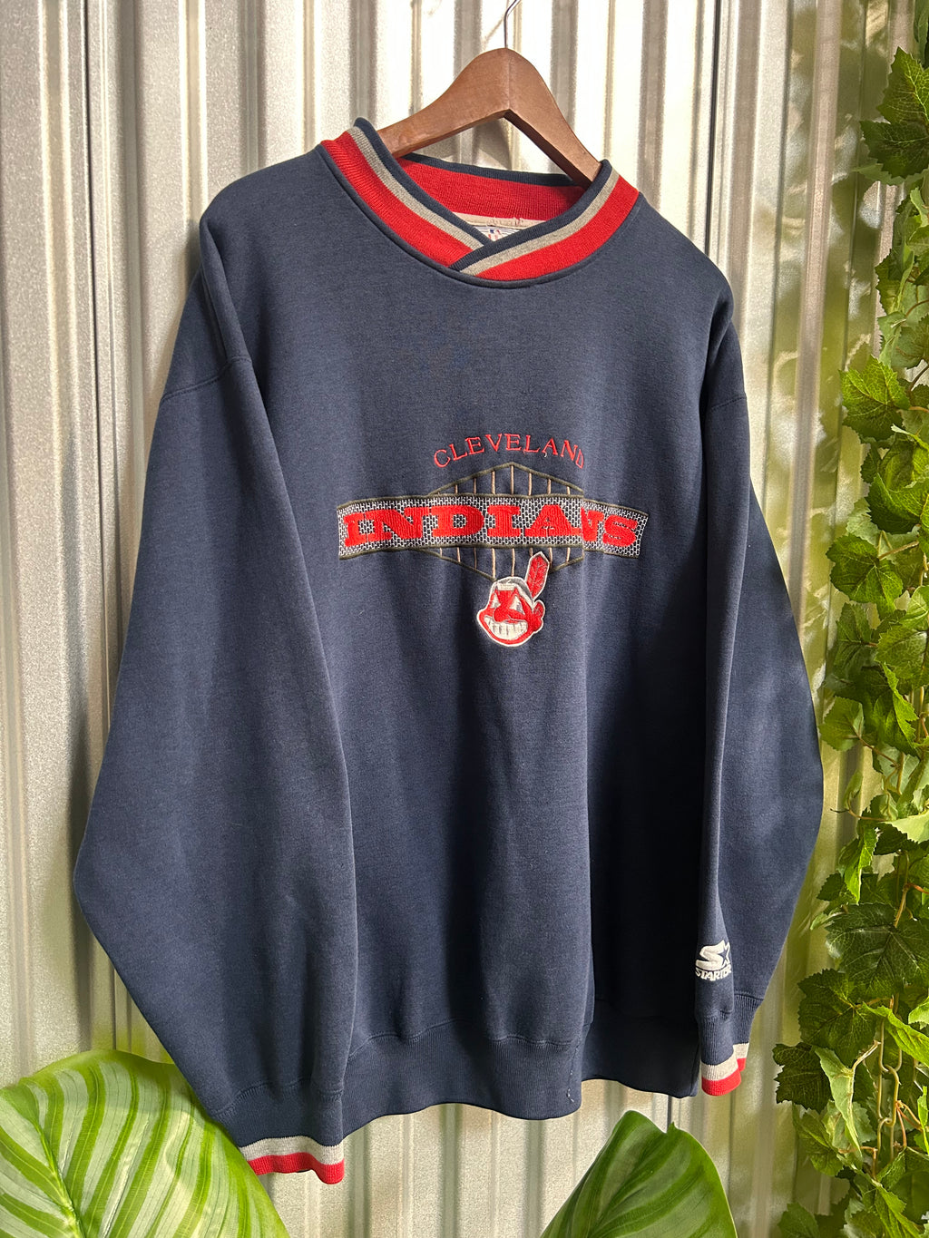Vintage Cleveland Indians Starter Embroidered Crewneck- Size XL