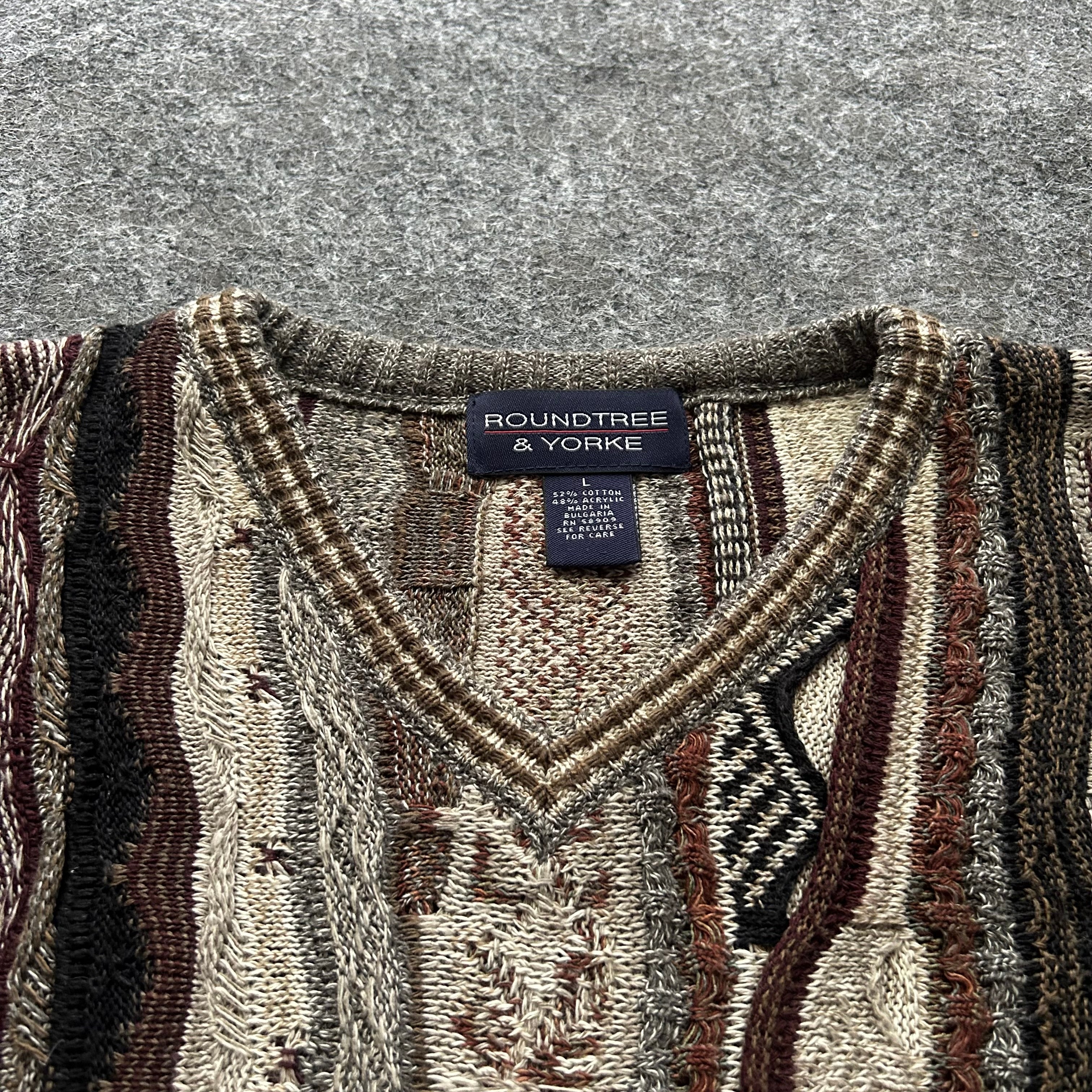 Vintage 3D Knit Coogi Styled V-Neck Sweater