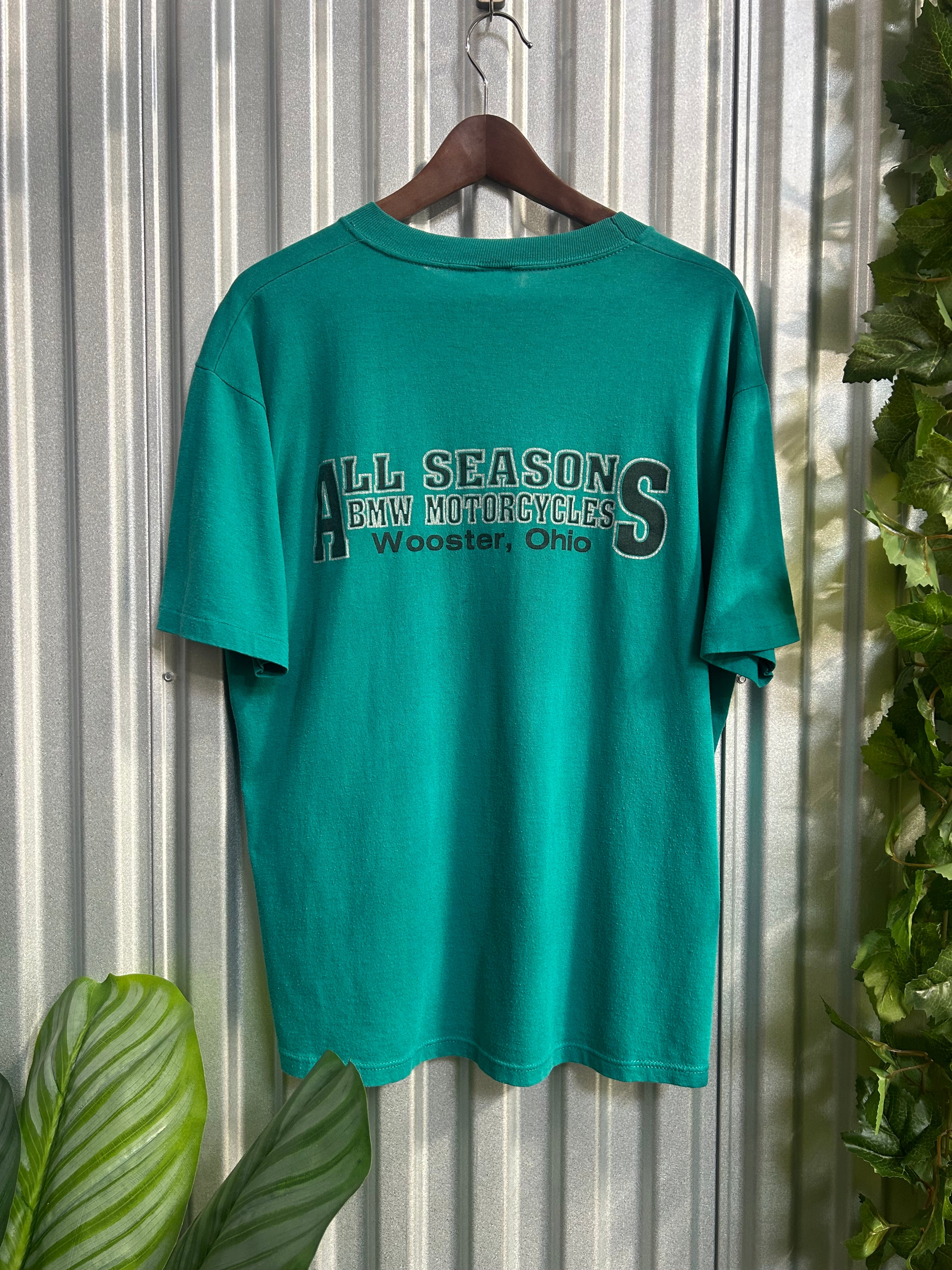 Vintage All Seasons BMW Motorcycles 70 Years of Excellence T-shirt - Size Xl