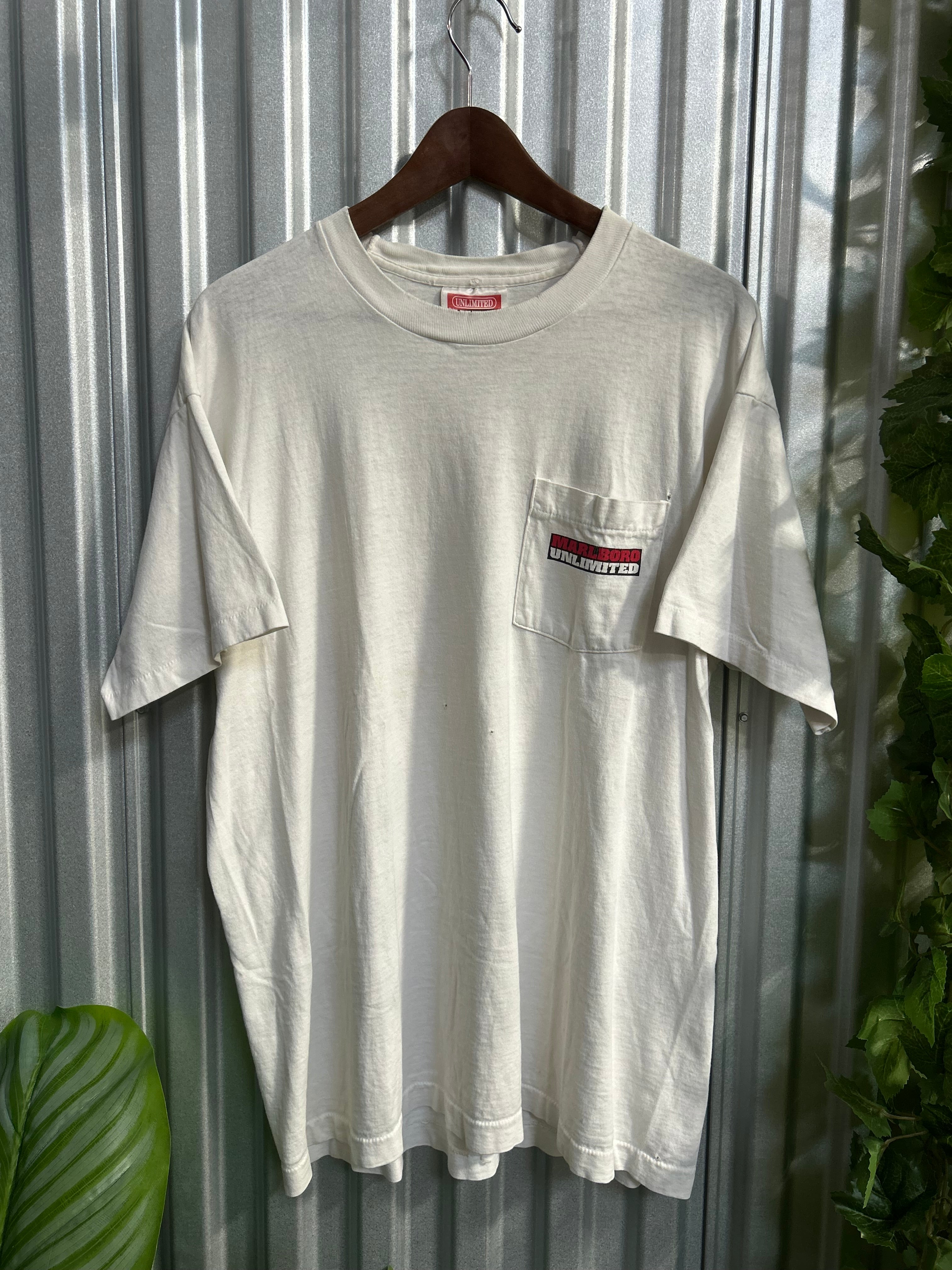 Vintage Marlboro Railroad Maps Pocket T-shirt - Size Xl