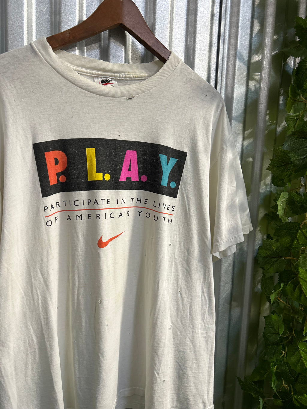 Vintage Nike P.L.A.Y. Distressed T-shirt - Size Large