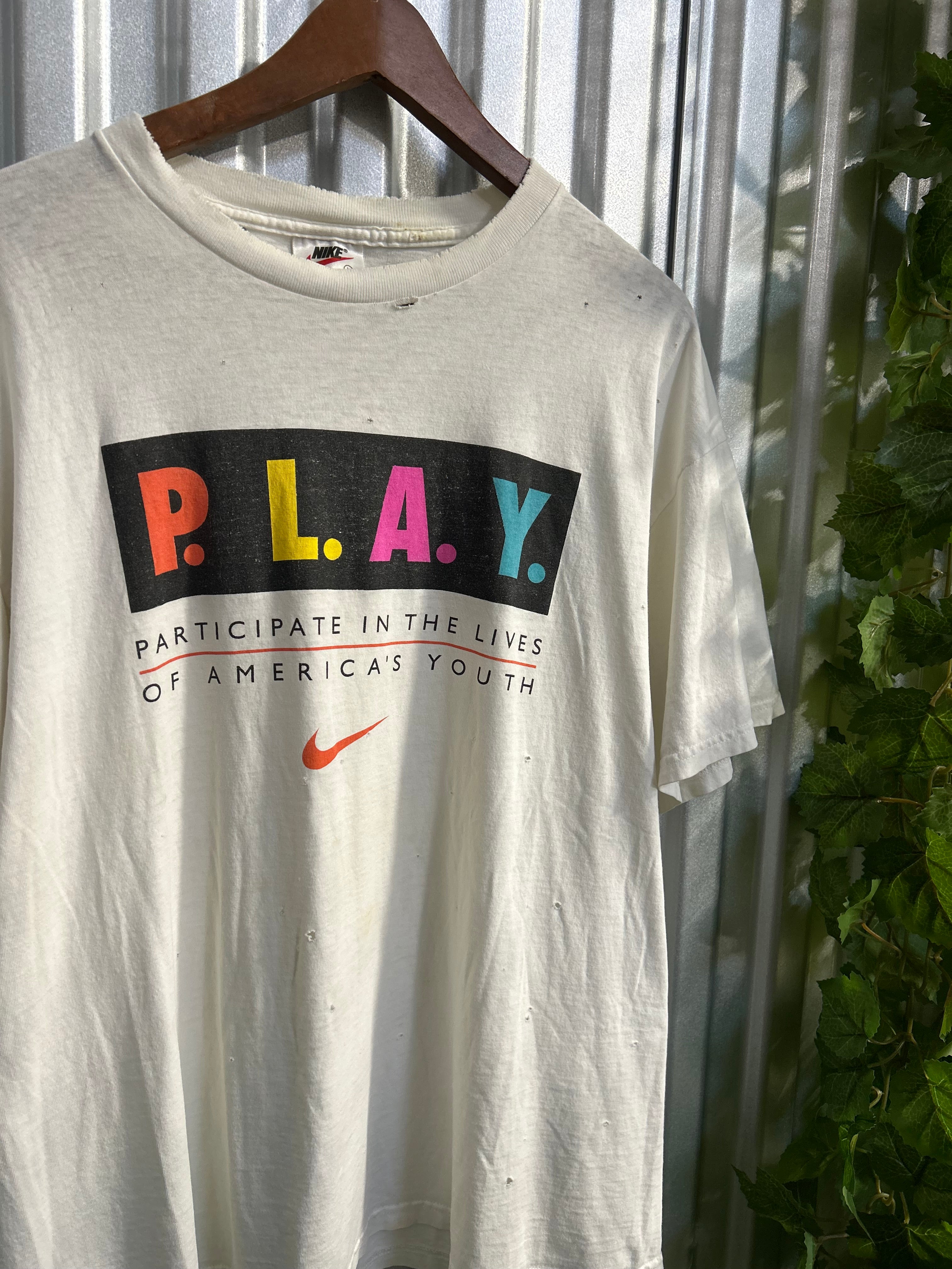 Vintage Nike P.L.A.Y. Distressed T-shirt - Size Large