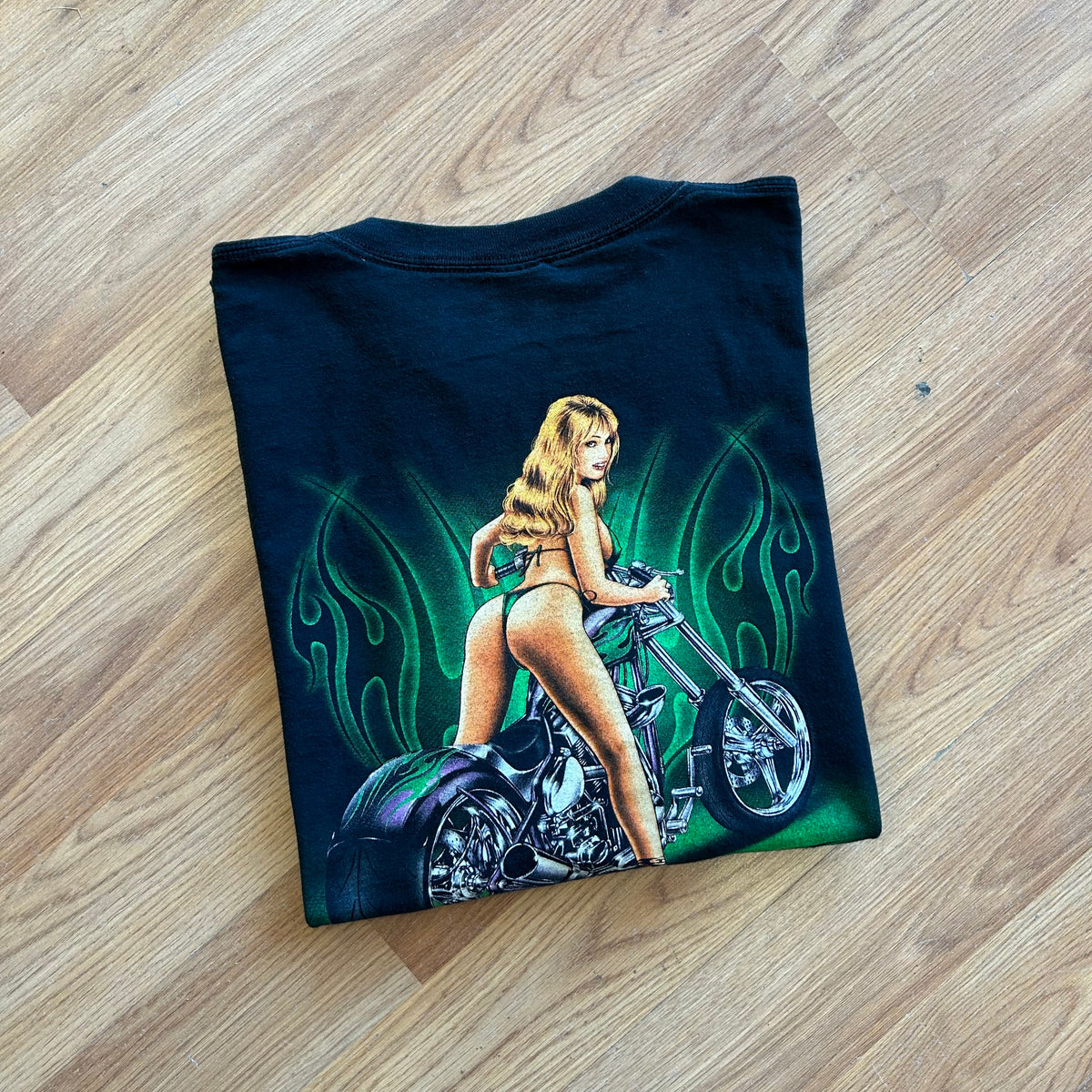 Vintage Lethal Threat Choppers Biker Pin-up T-shirt - Size 2XL