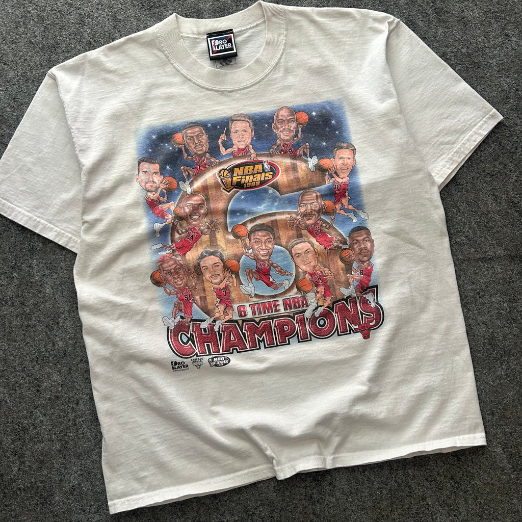 Vintage Chicago Bulls 6 Time NBA Champions Caricature T-shirt