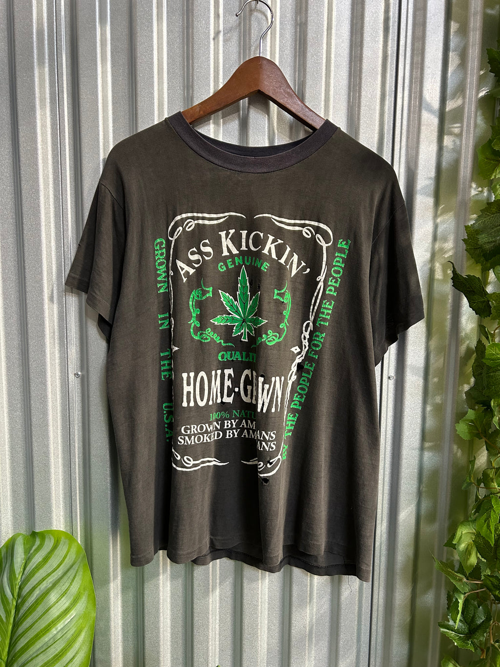 Vintage Ass Kickin Home Grown Distressed T-shirt - Size Large