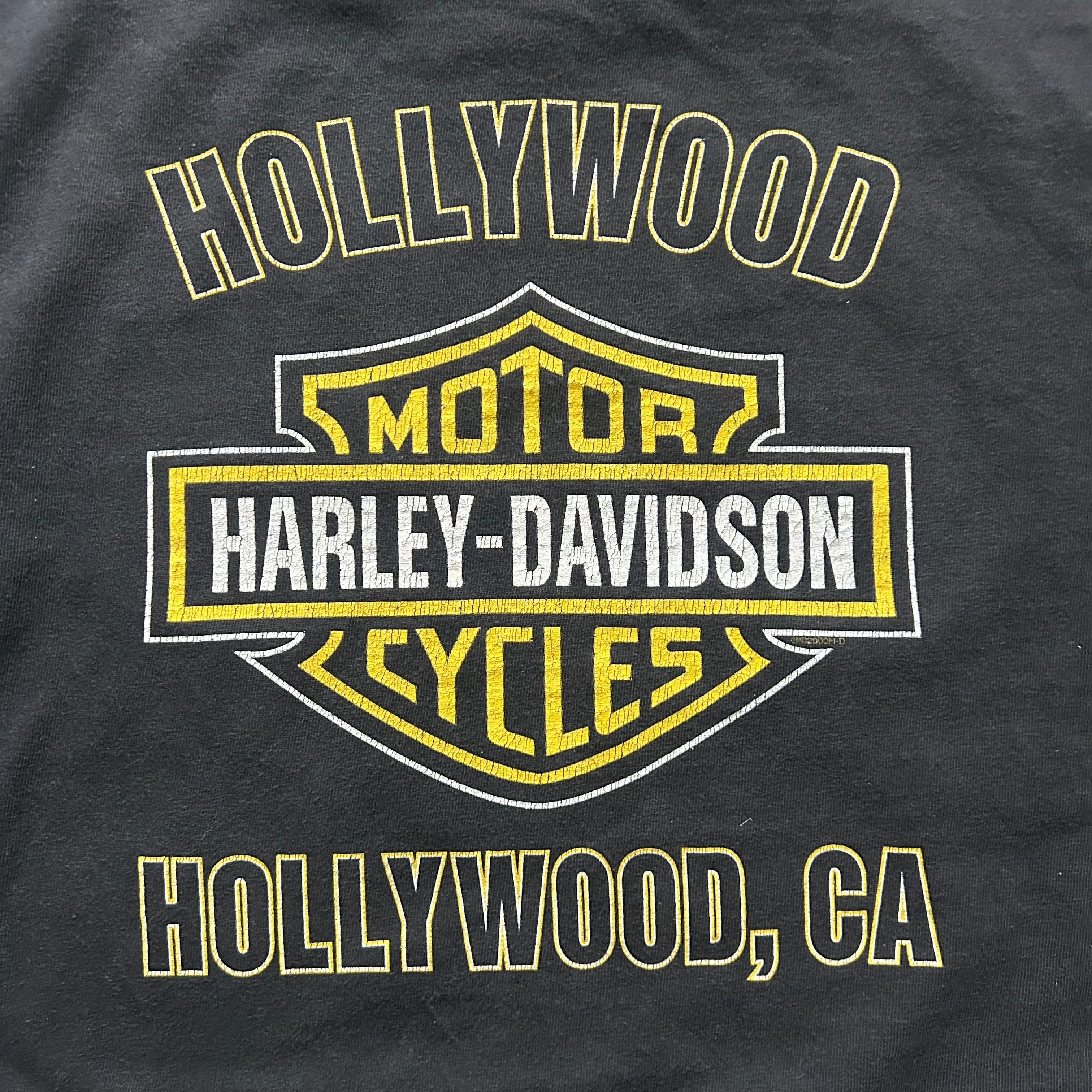 Vintage Harley Davidson Hollywood Yellow Emblem T-shirt