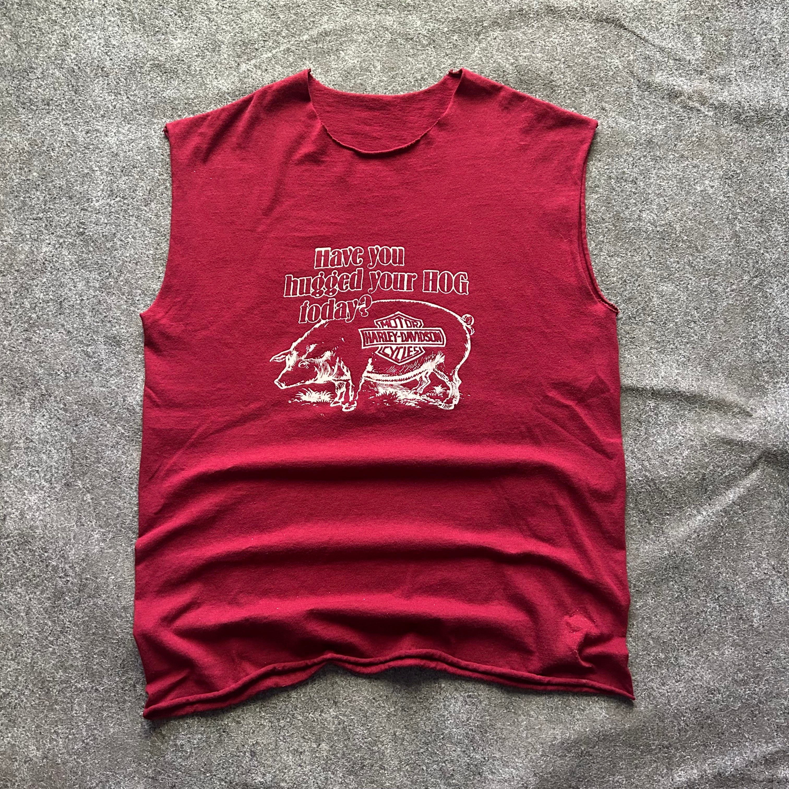 Vintage Harley Davidson 3D Emblem Hog Cut Off T-shirt