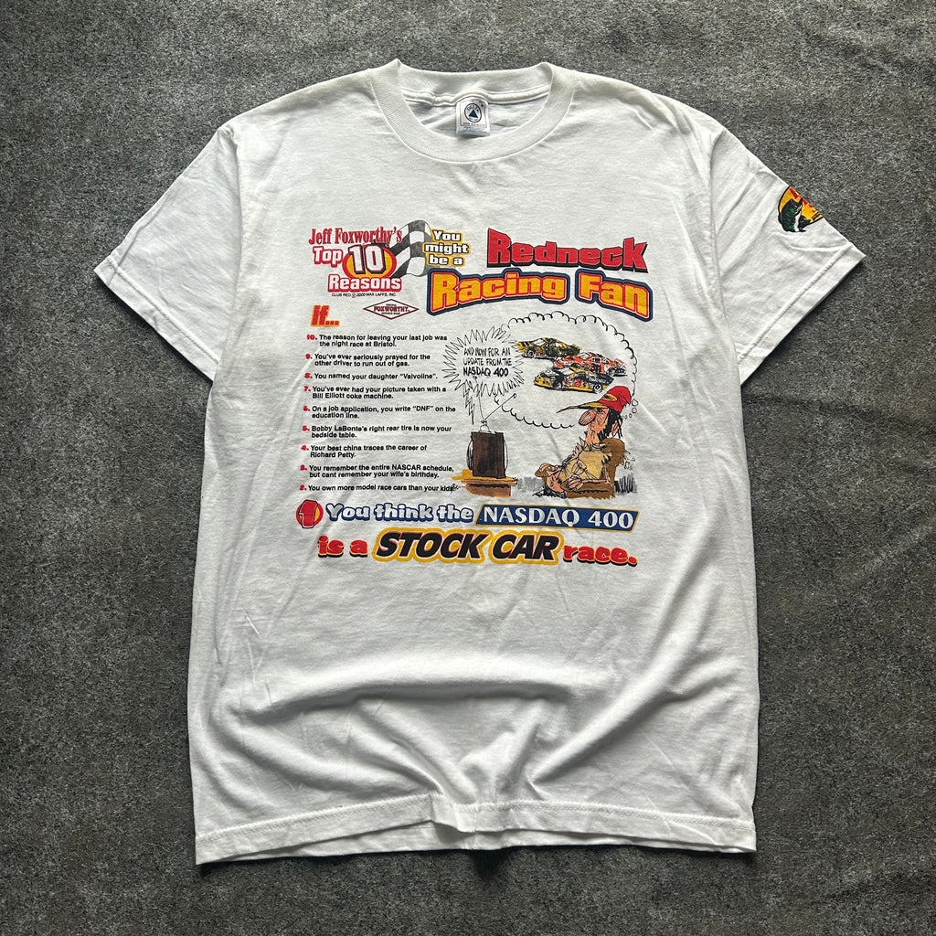 Vintage Top 10 Reasons Redneck Racing Fan Parody T-shirt