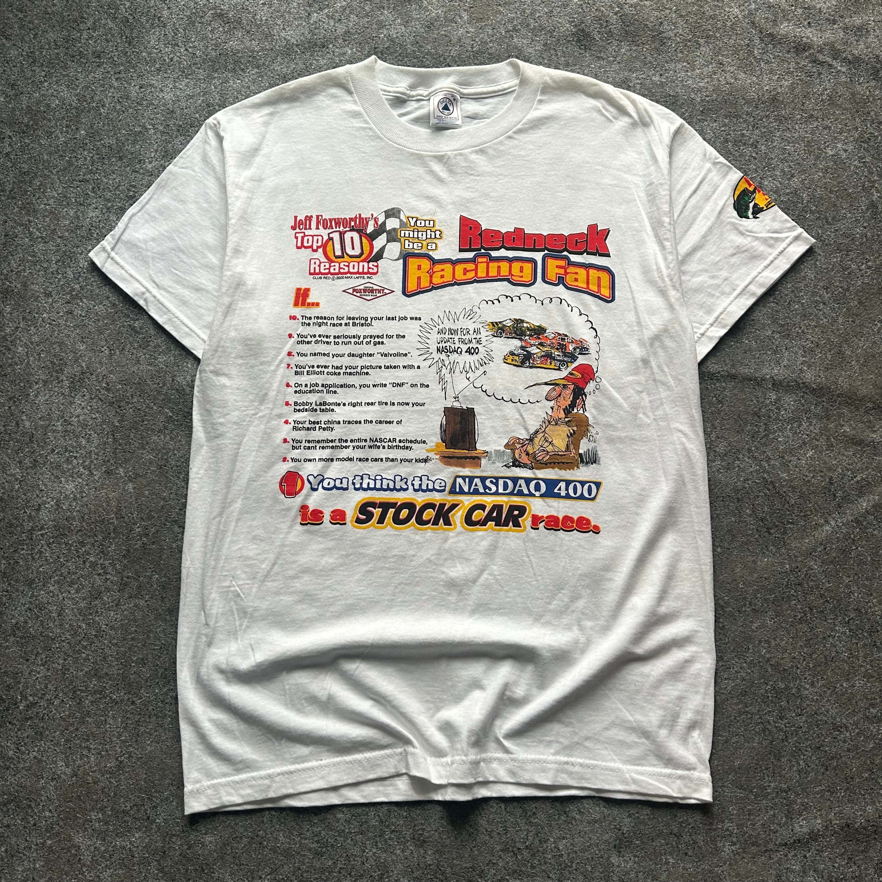 Vintage Top 10 Reasons Redneck Racing Fan Parody T-shirt