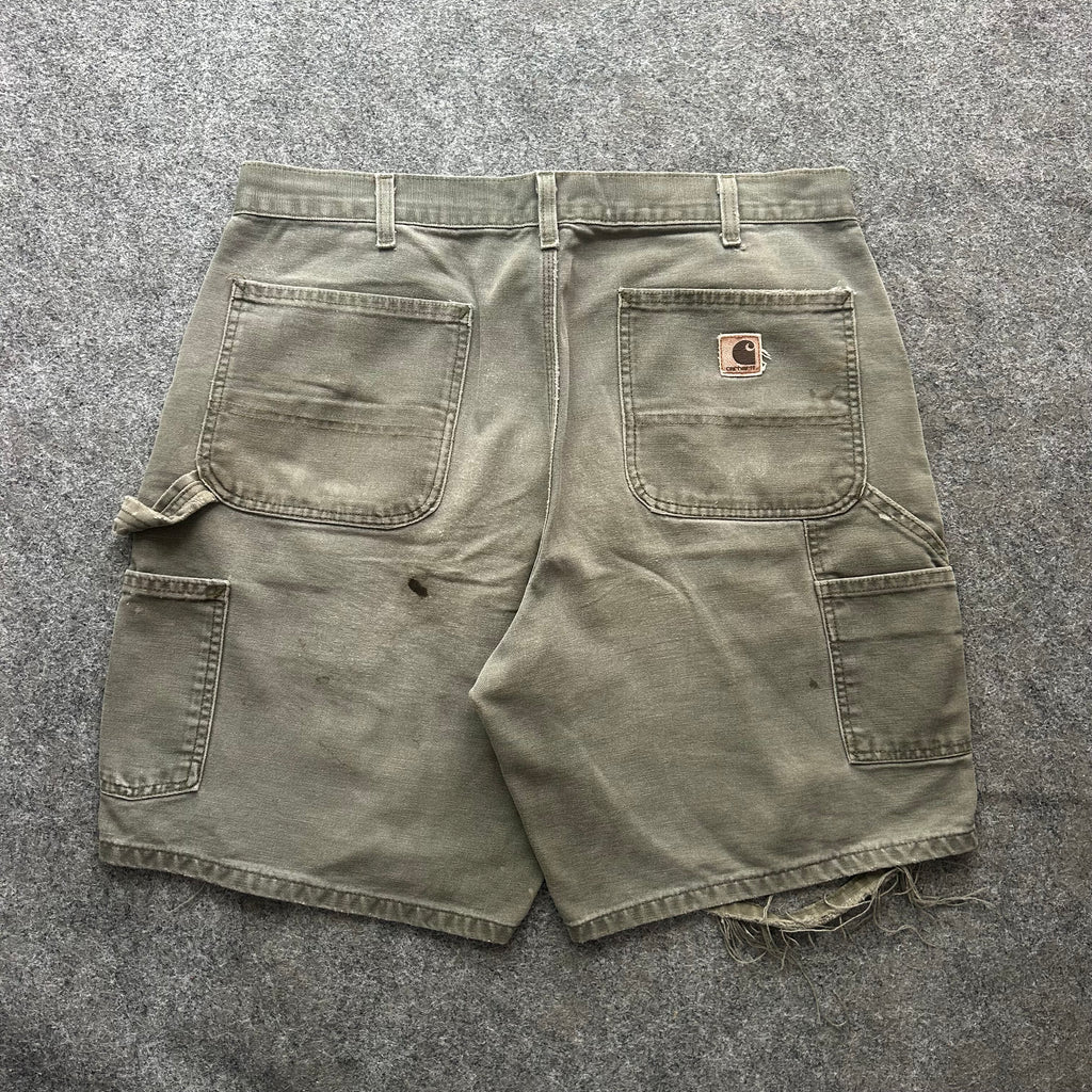Vintage Distressed Olive Green Carhartt Carpenter Jorts
