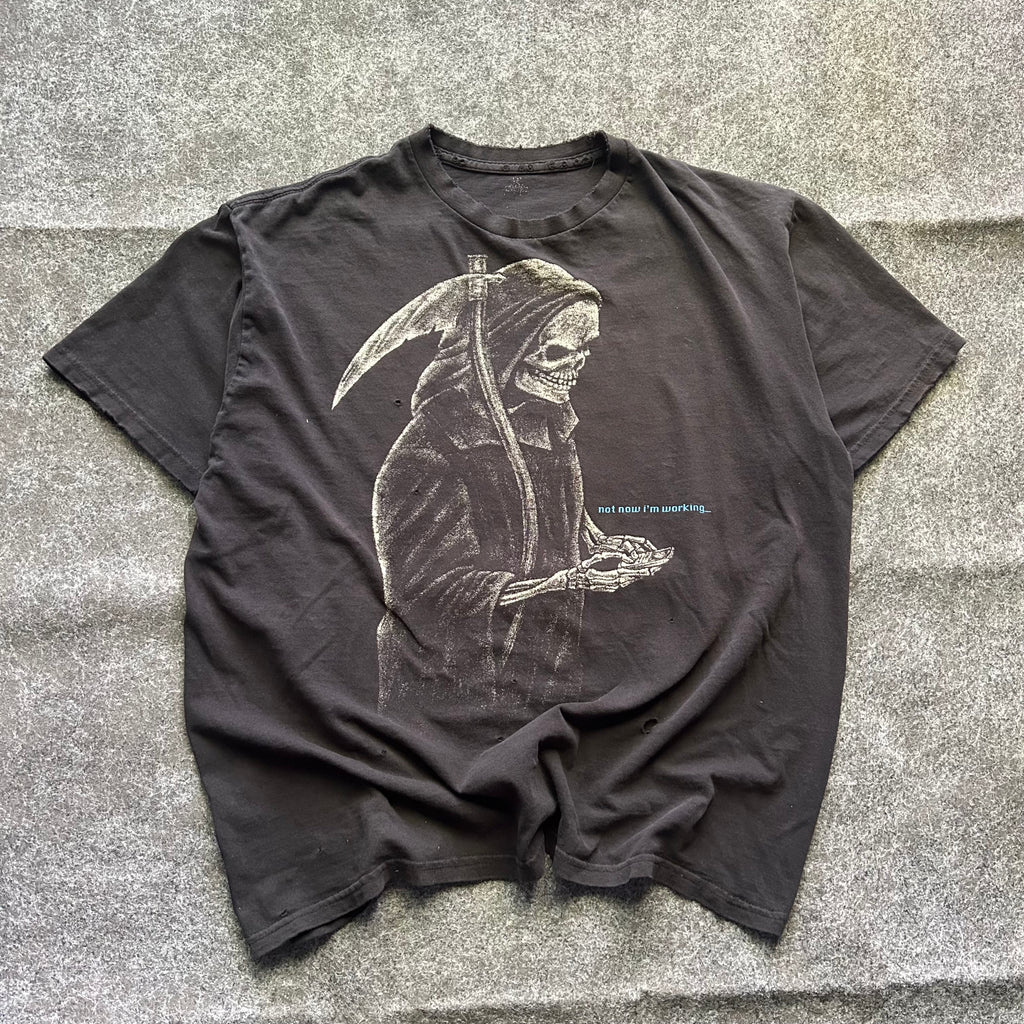 Vintage Distressed Grim Reaper Not Now I’m Working T-shirt
