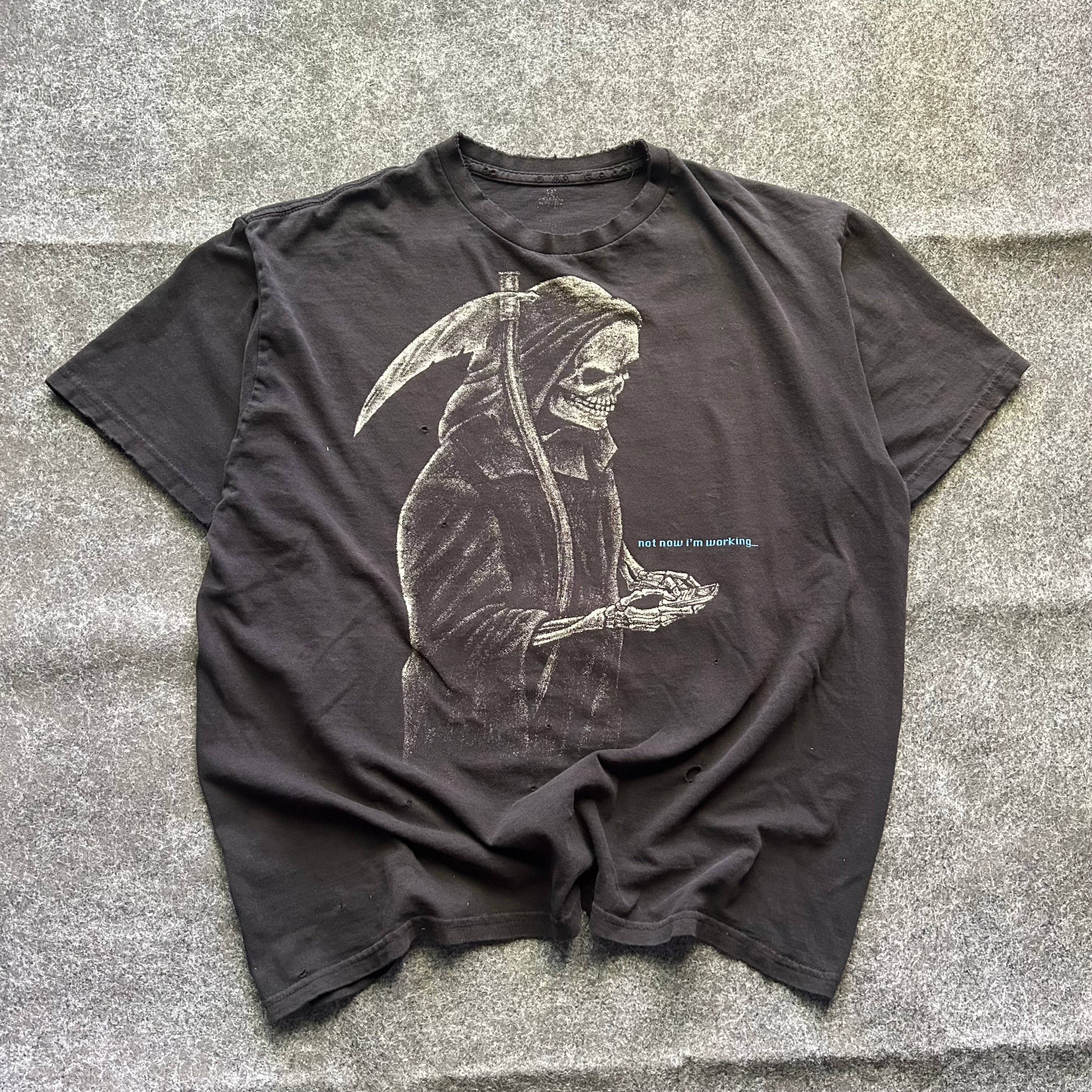 Vintage Distressed Grim Reaper Not Now I’m Working T-shirt
