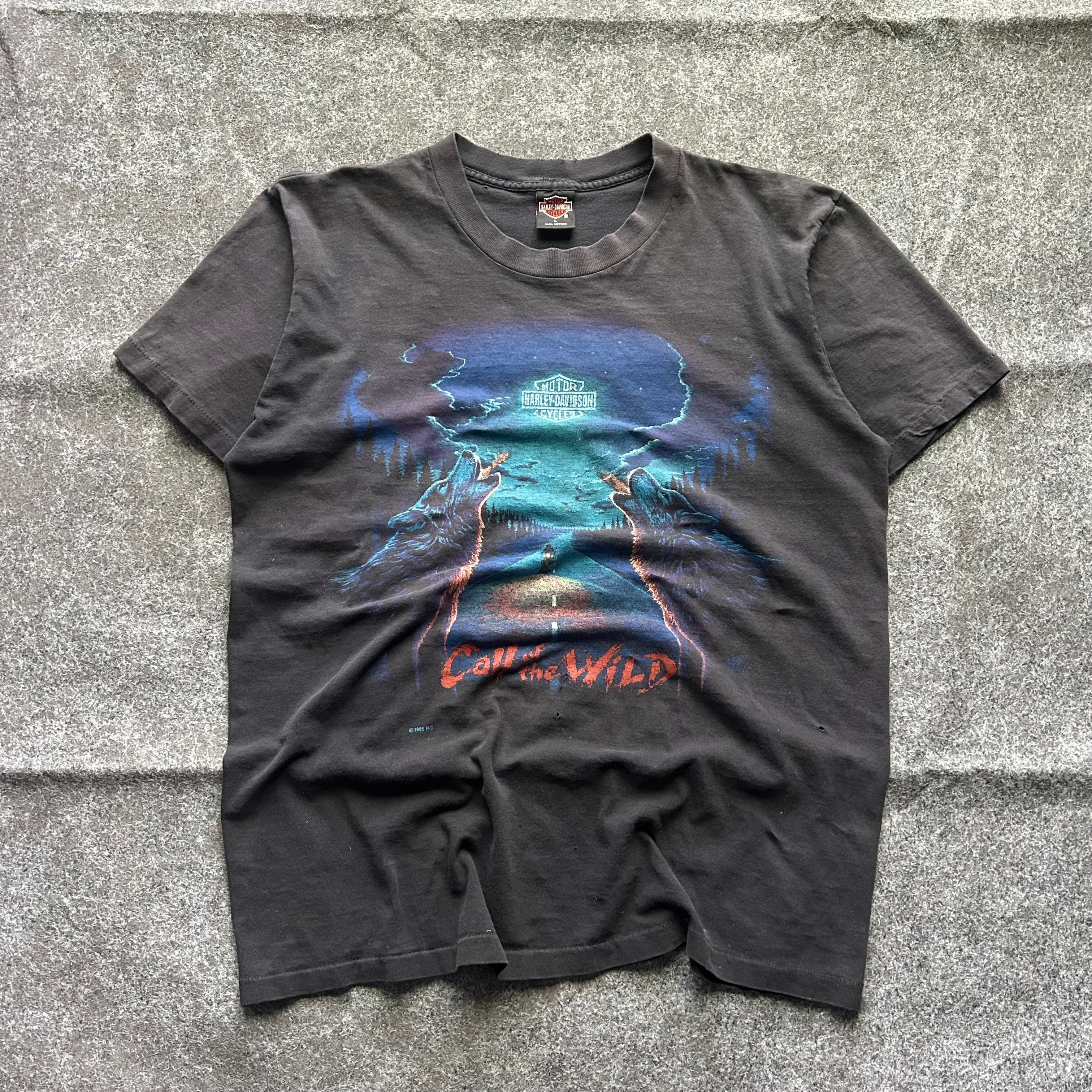 Vintage Harley Davidson Call Of The Wild Wolf T-shirt