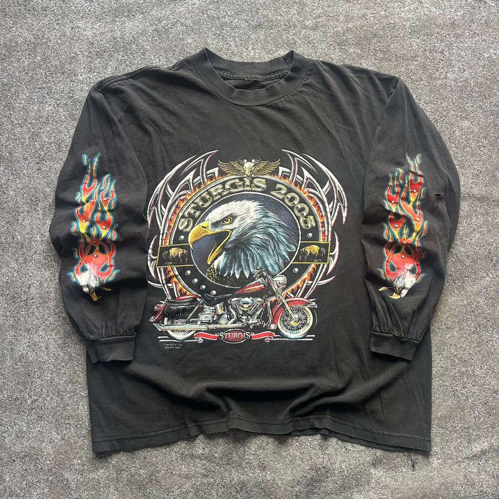 Vintage Sturgis Biker Flame Long Sleeve Shirt