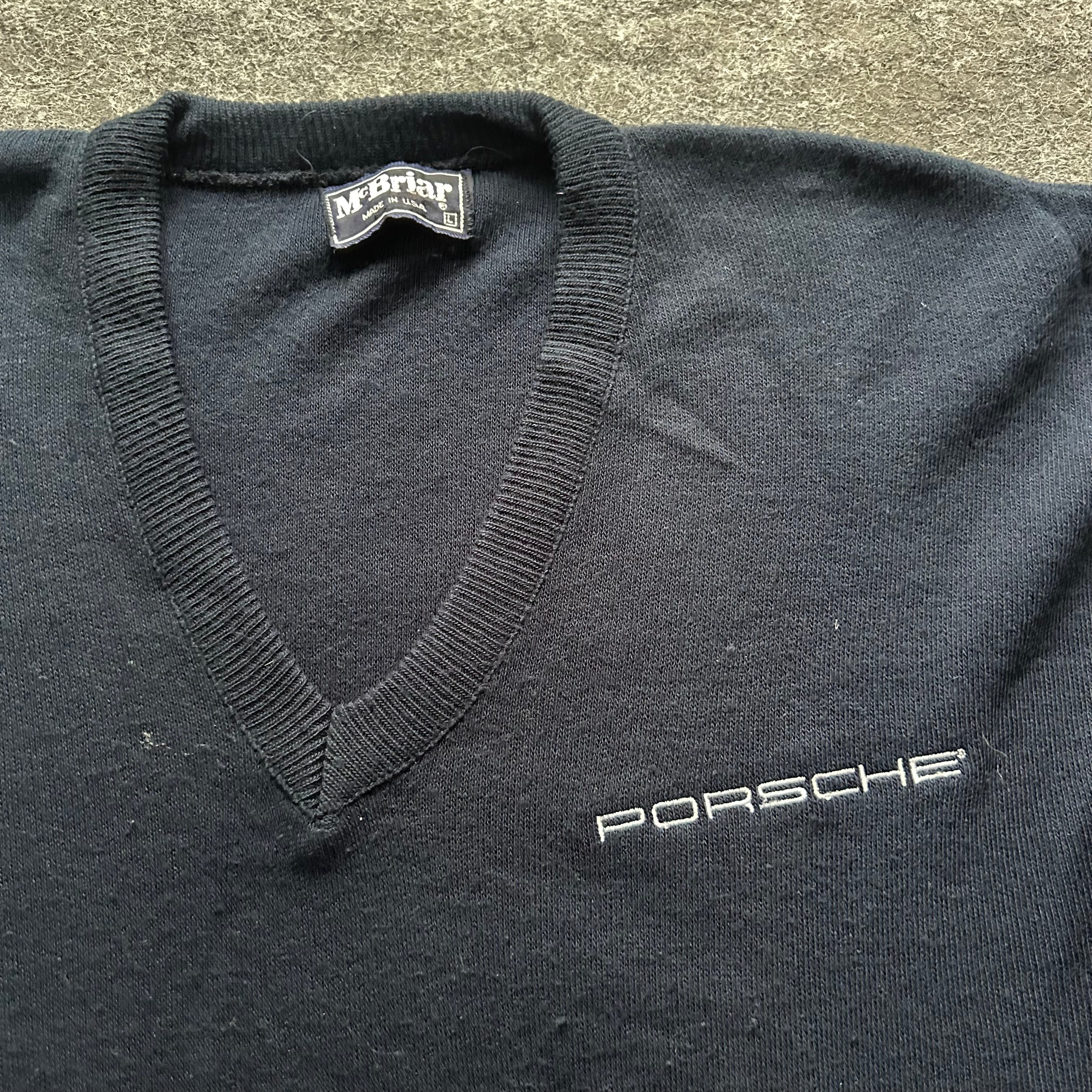 Vintage Porsche V-Neck Navy Sweater