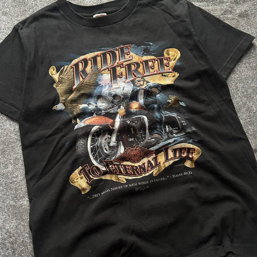 Vintage Ride Free To Eternal Life Jesus Biker T-shirt