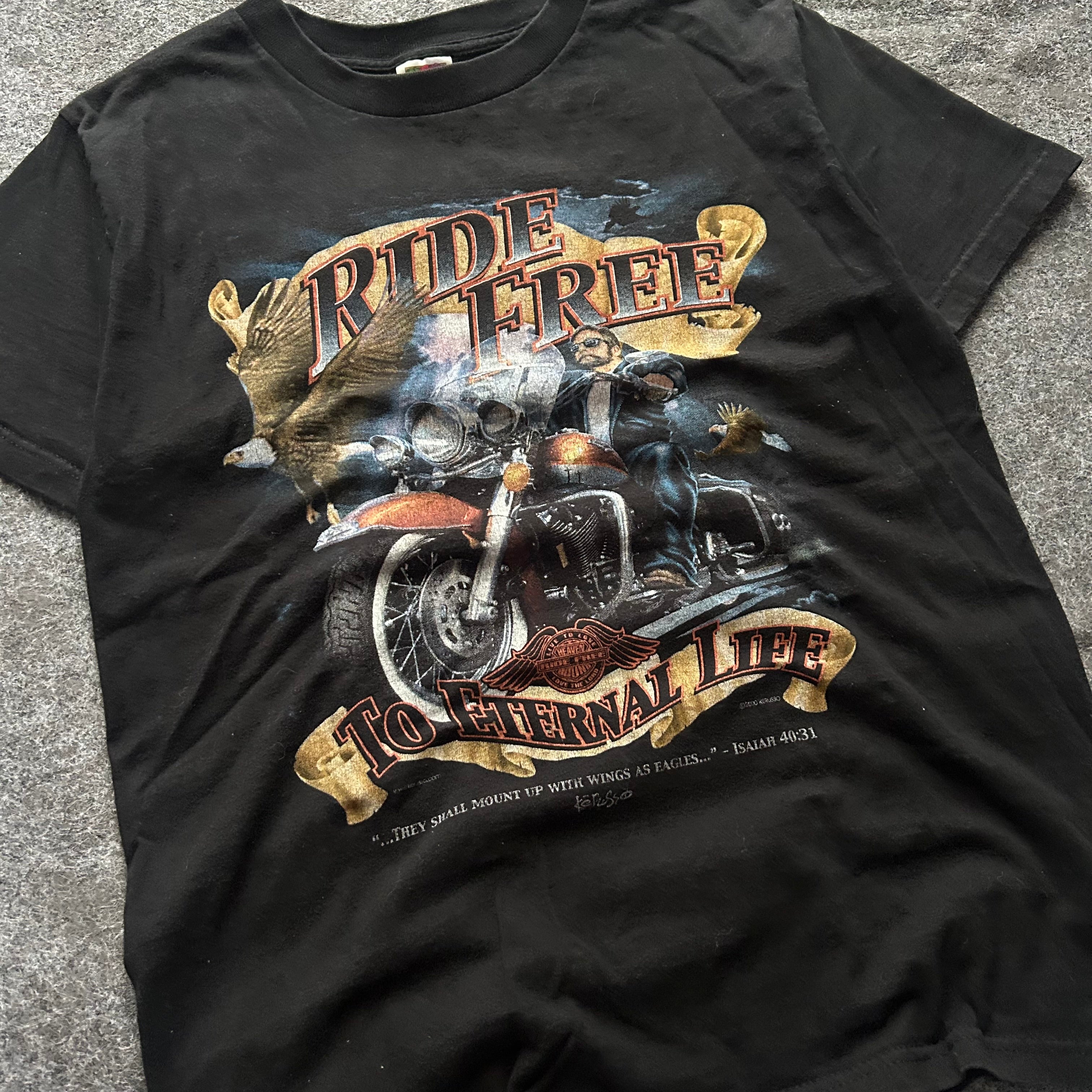 Vintage Ride Free To Eternal Life Jesus Biker T-shirt