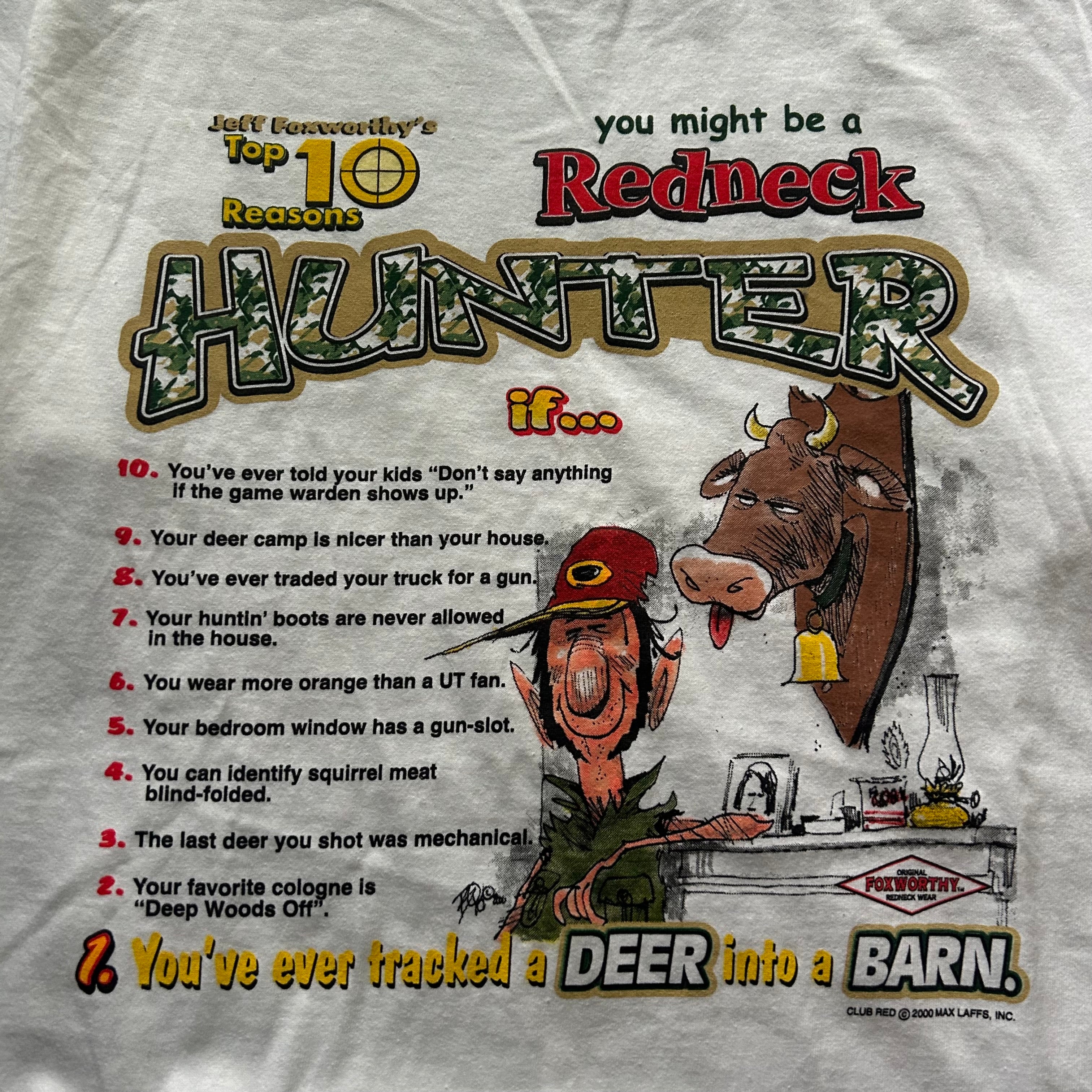 Vintage Top 10 Reasons Redneck Hunter Parody T-shirt