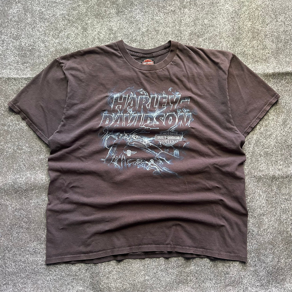 Vintage Faded Harley Davidson Blue Flame T-shirt