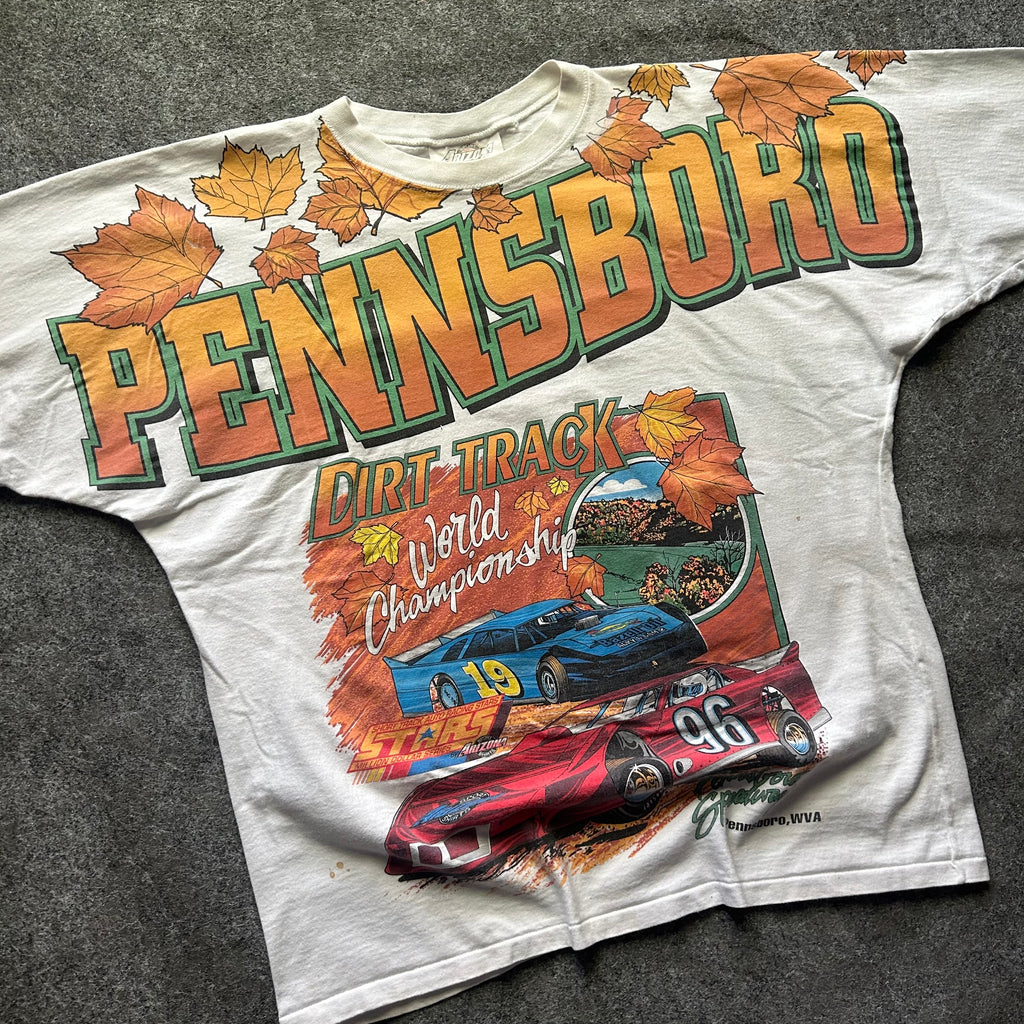 Vintage Pennsboro Dirt Track World Championship Racing Spell Out T-shirt