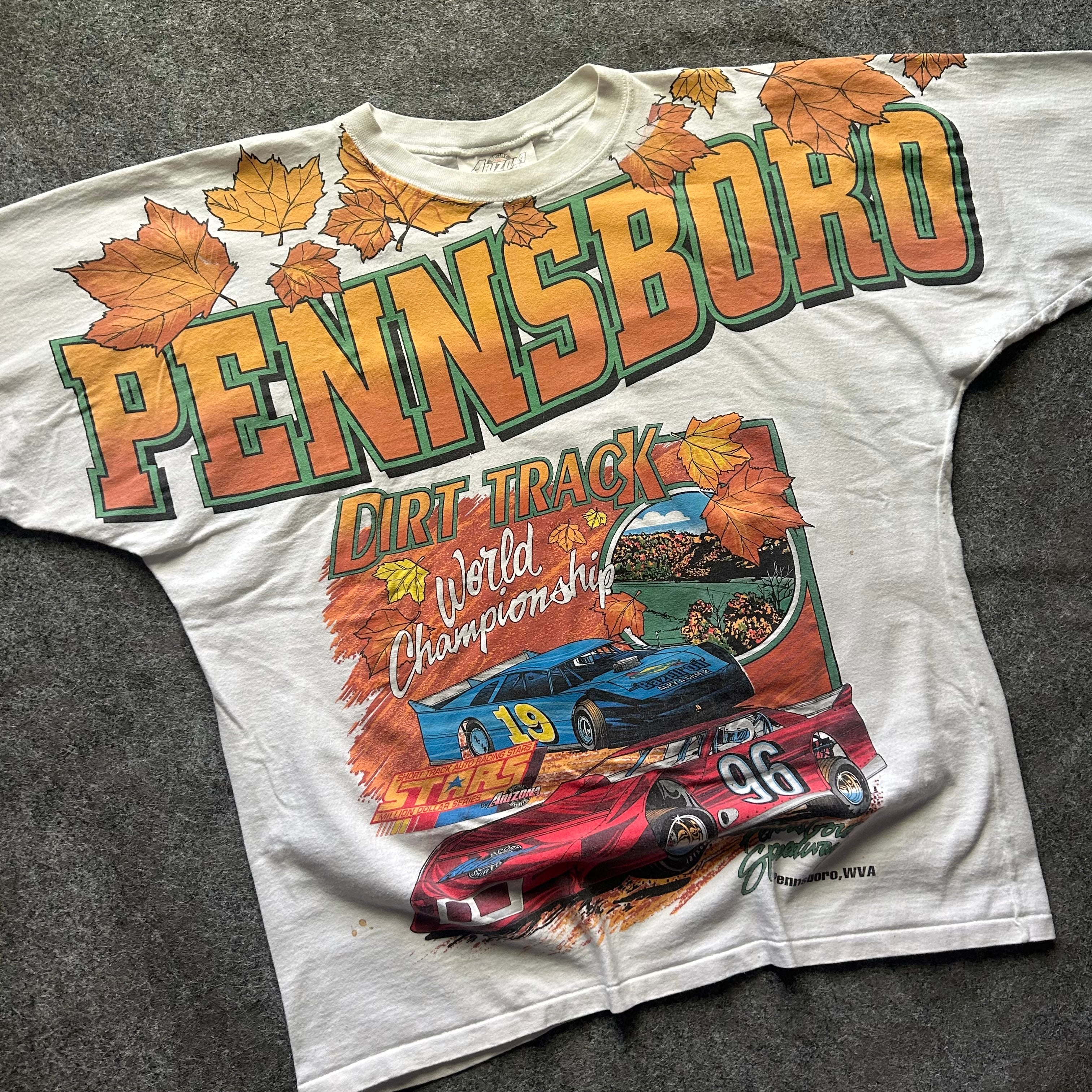 Vintage Pennsboro Dirt Track World Championship Racing Spell Out T-shirt