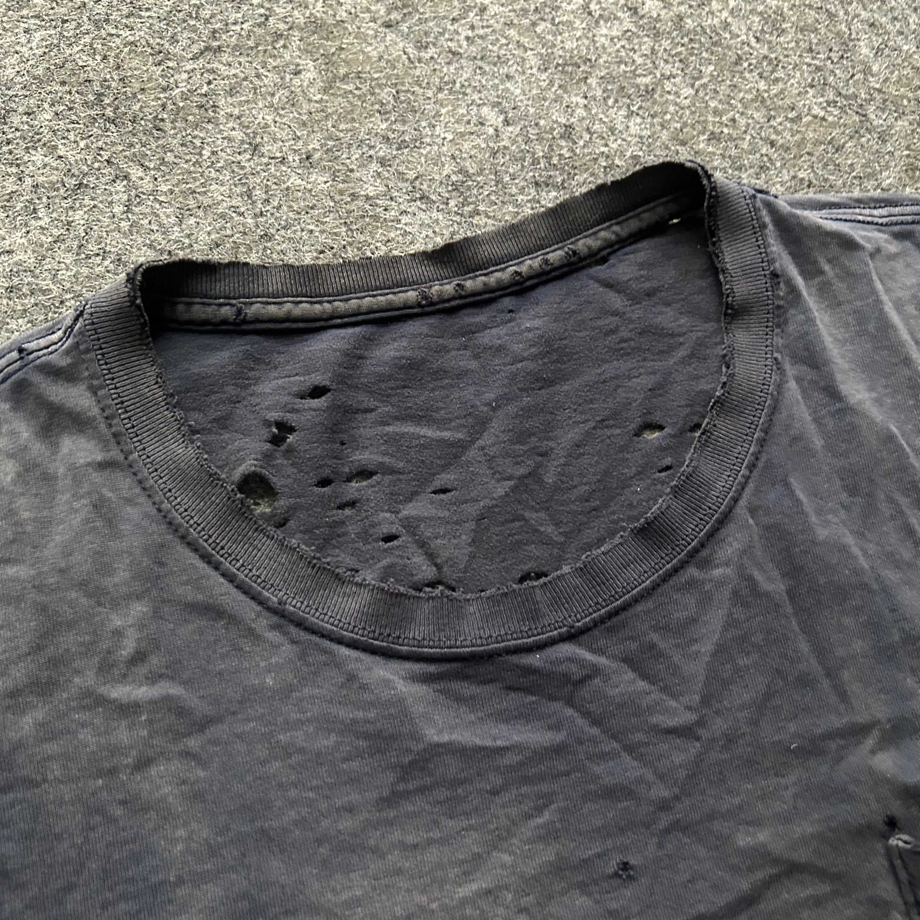 Vintage Thrashed & Faded Navy Blue Pocket T-shirt