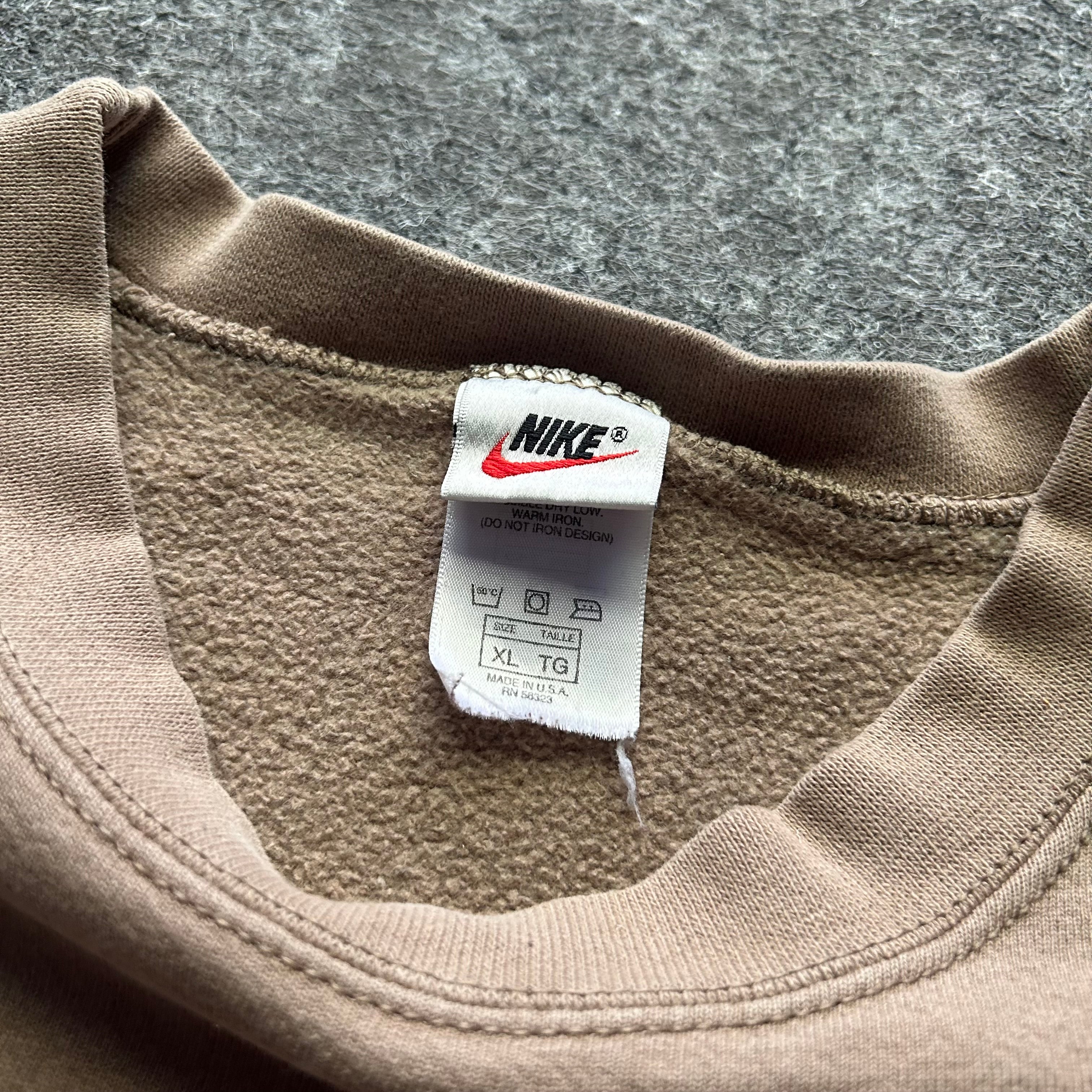 Vintage Paint Splattered Beige Nike Swoosh Crewneck