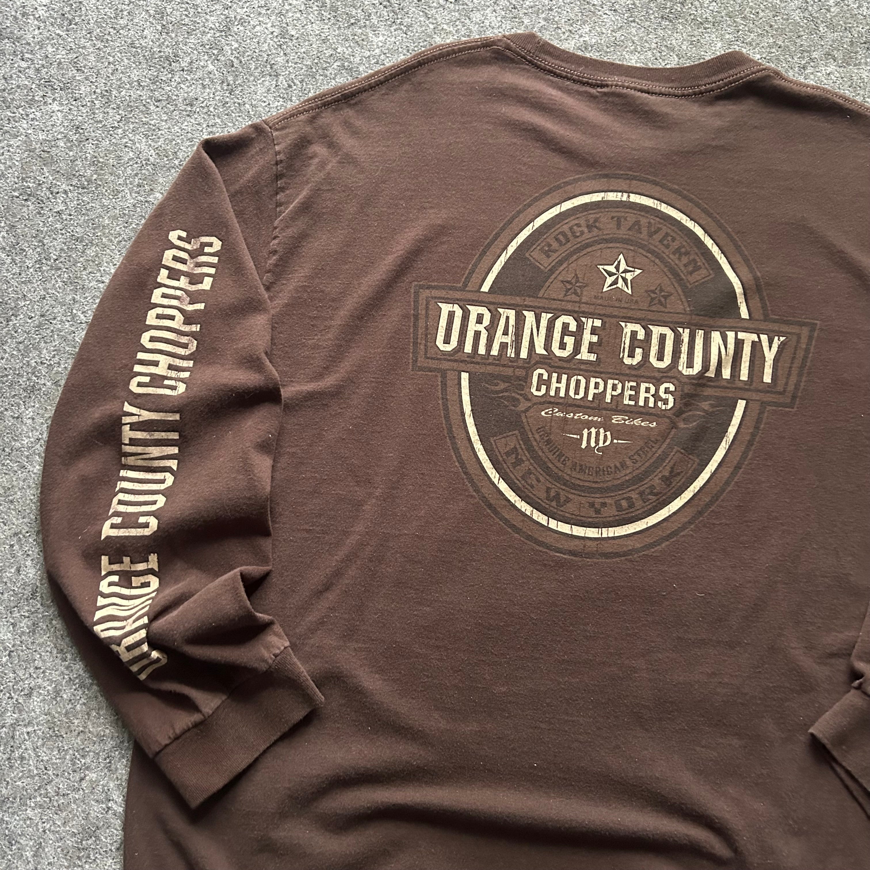 Vintage Orange County Choppers Brown Spell Out Long Sleeve Shirt
