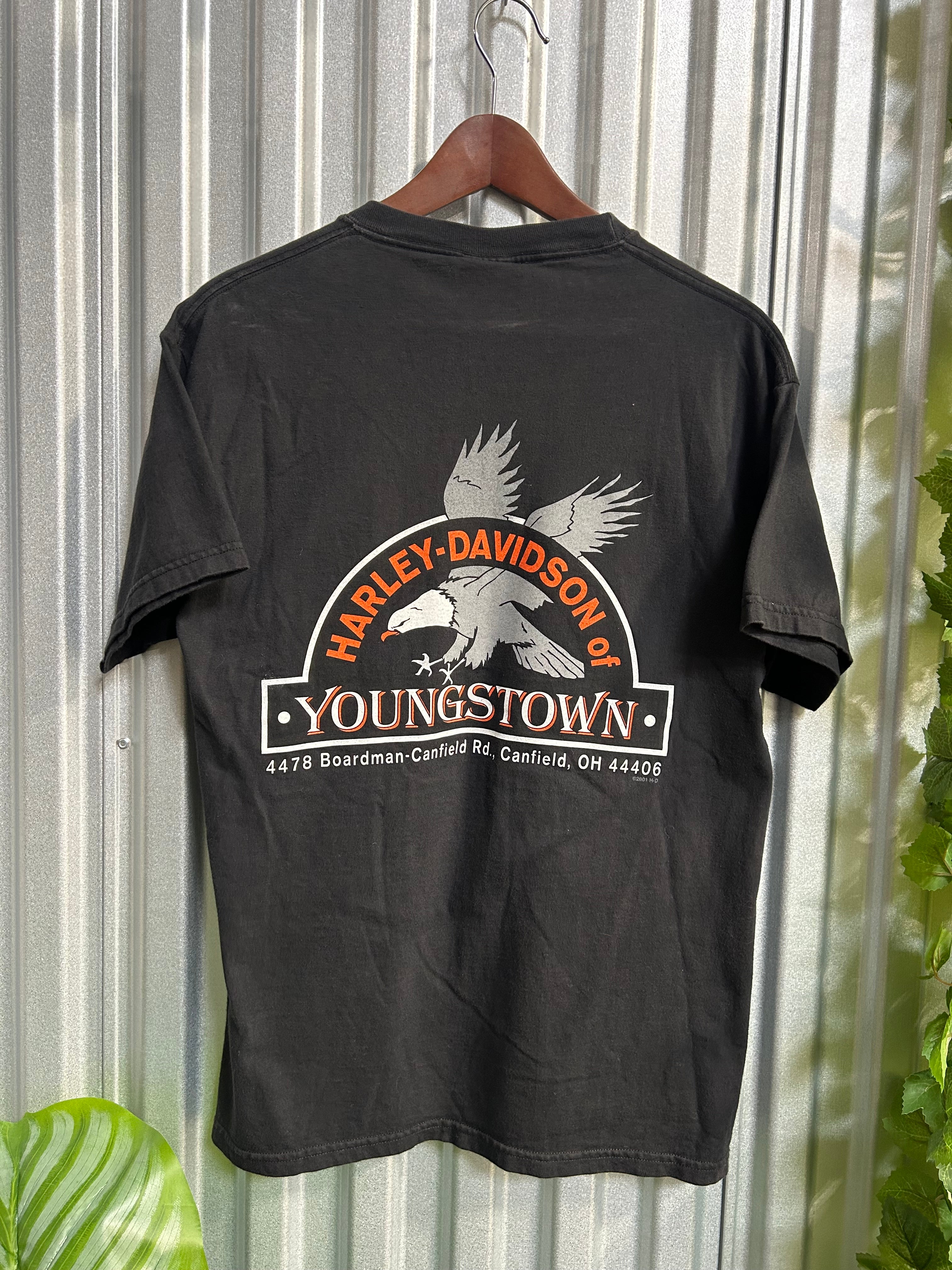 Vintage Harley Davidson Big Emblem Black T-shirt - Size Medium