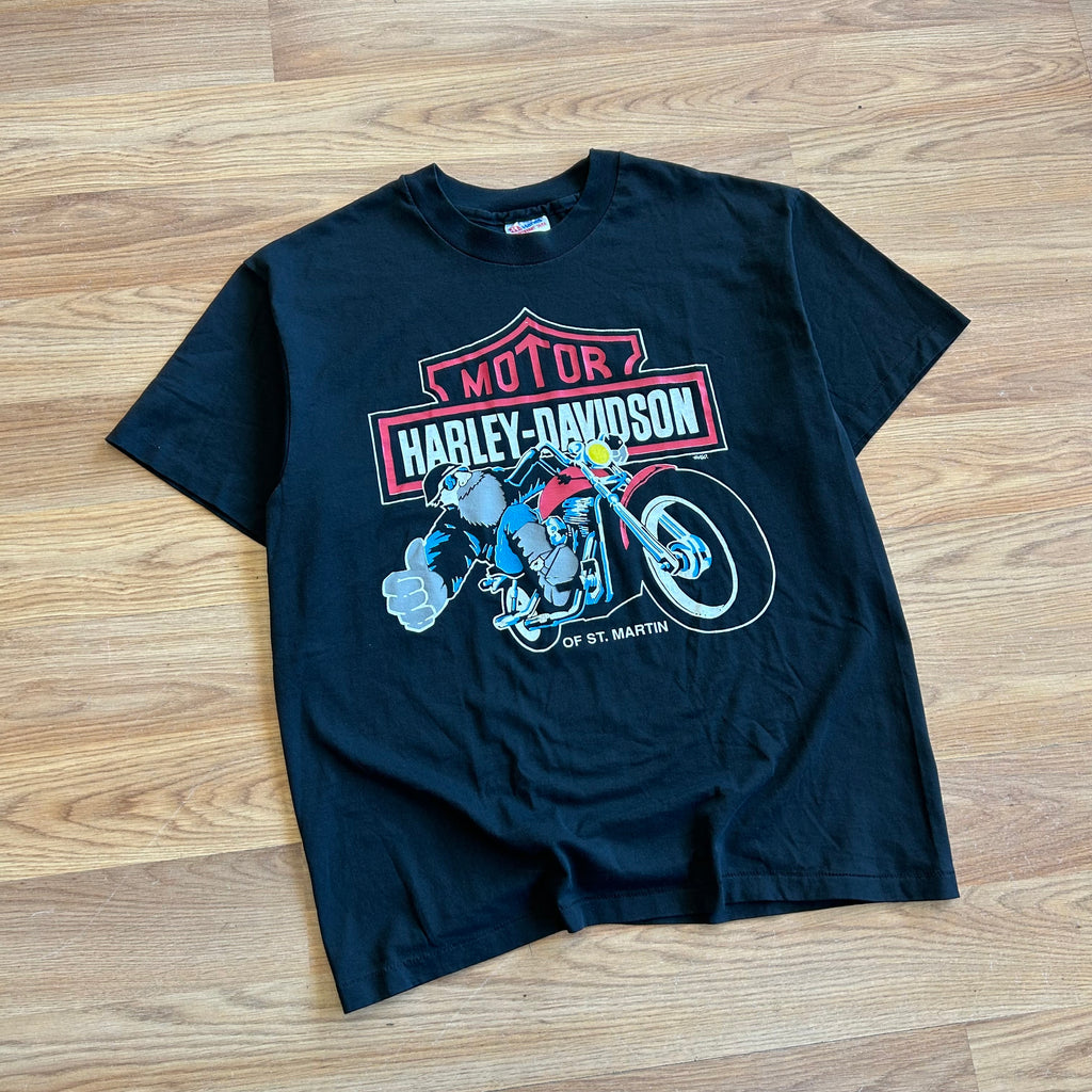 Vintage Harley Davidson Big Emblem Biker T-shirt - Size Large