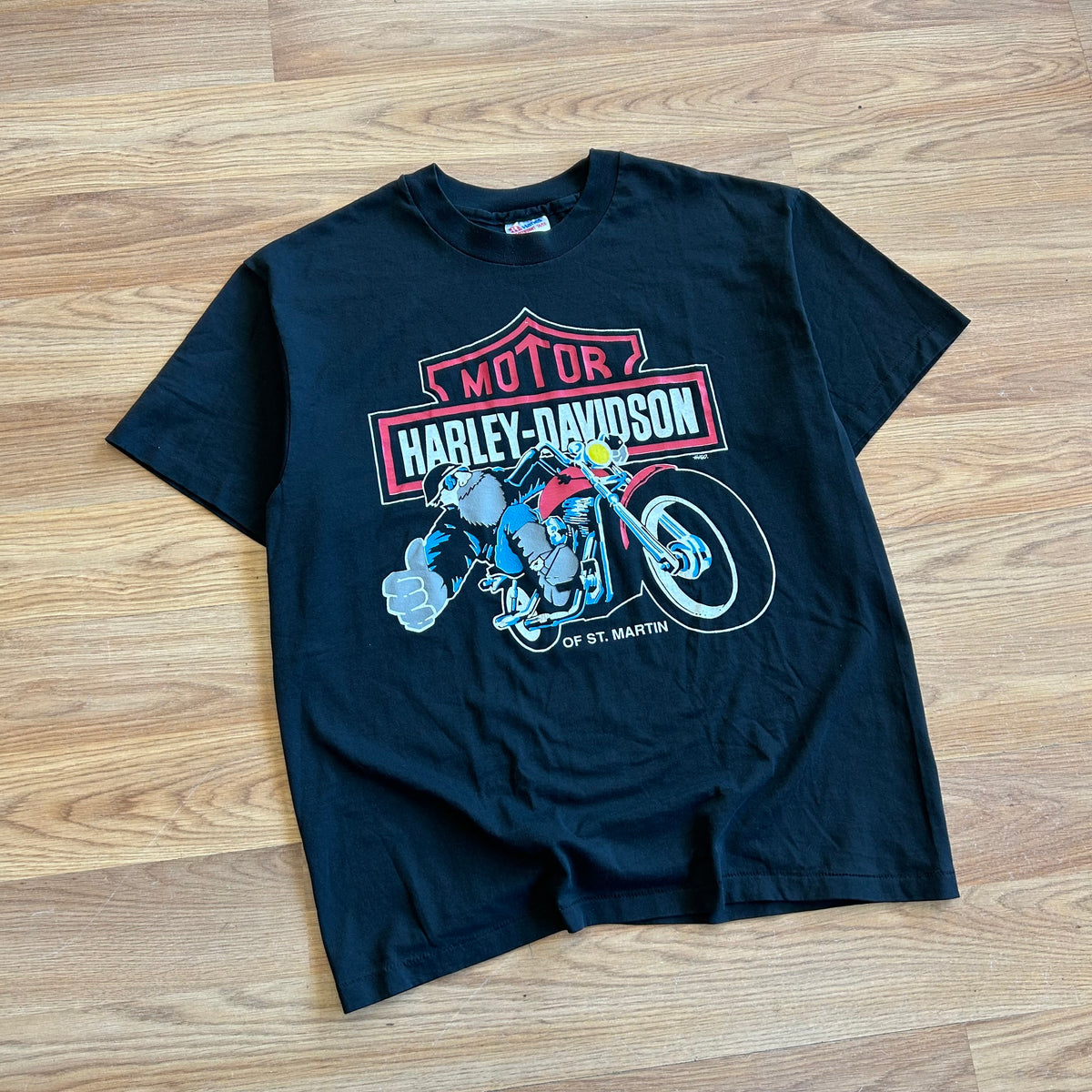 Vintage Harley Davidson Big Emblem Biker T-shirt - Size Large
