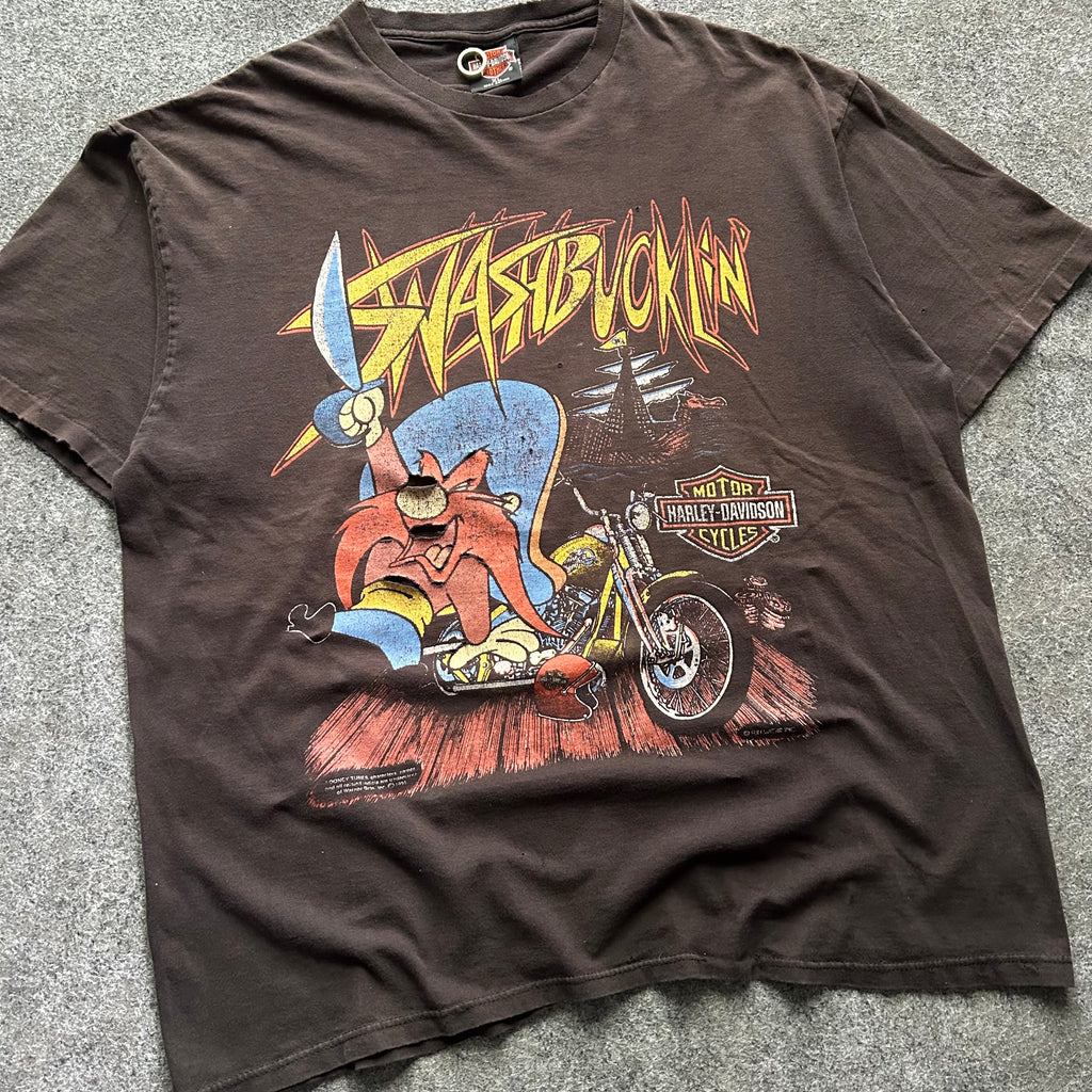 Vintage Distressed Harley Davidson Looney Tunes Swashbucklin T-shirt