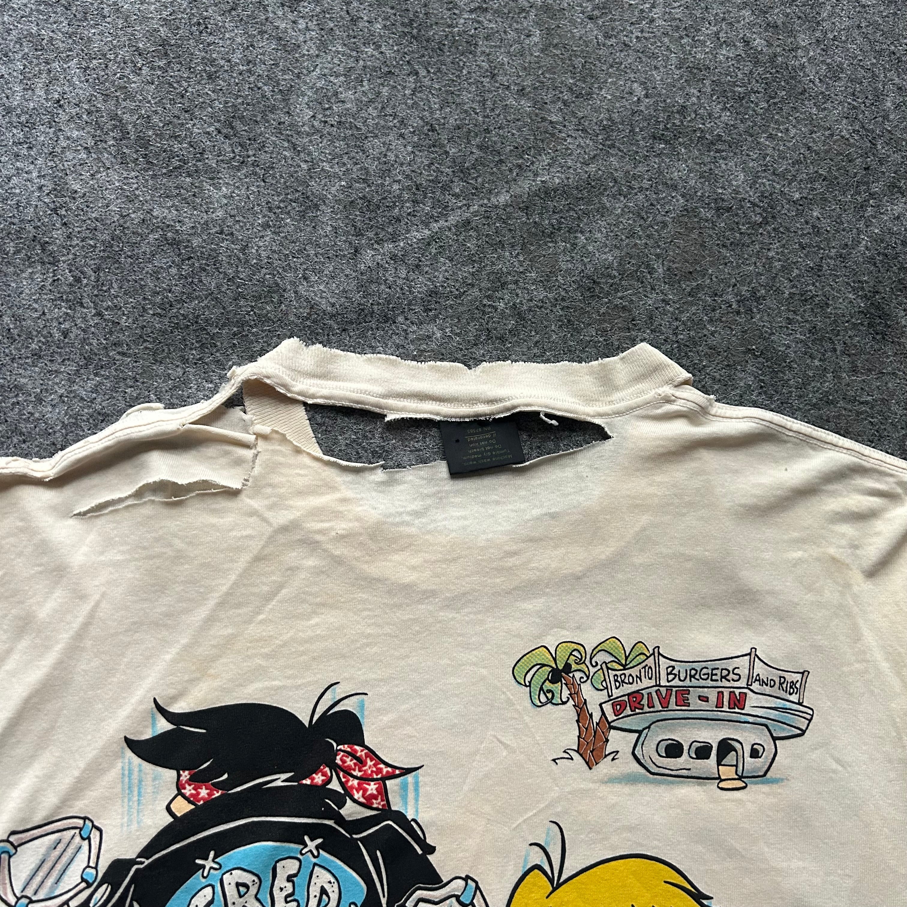 Vintage Thrashed The Flintstones Biker T-shirt