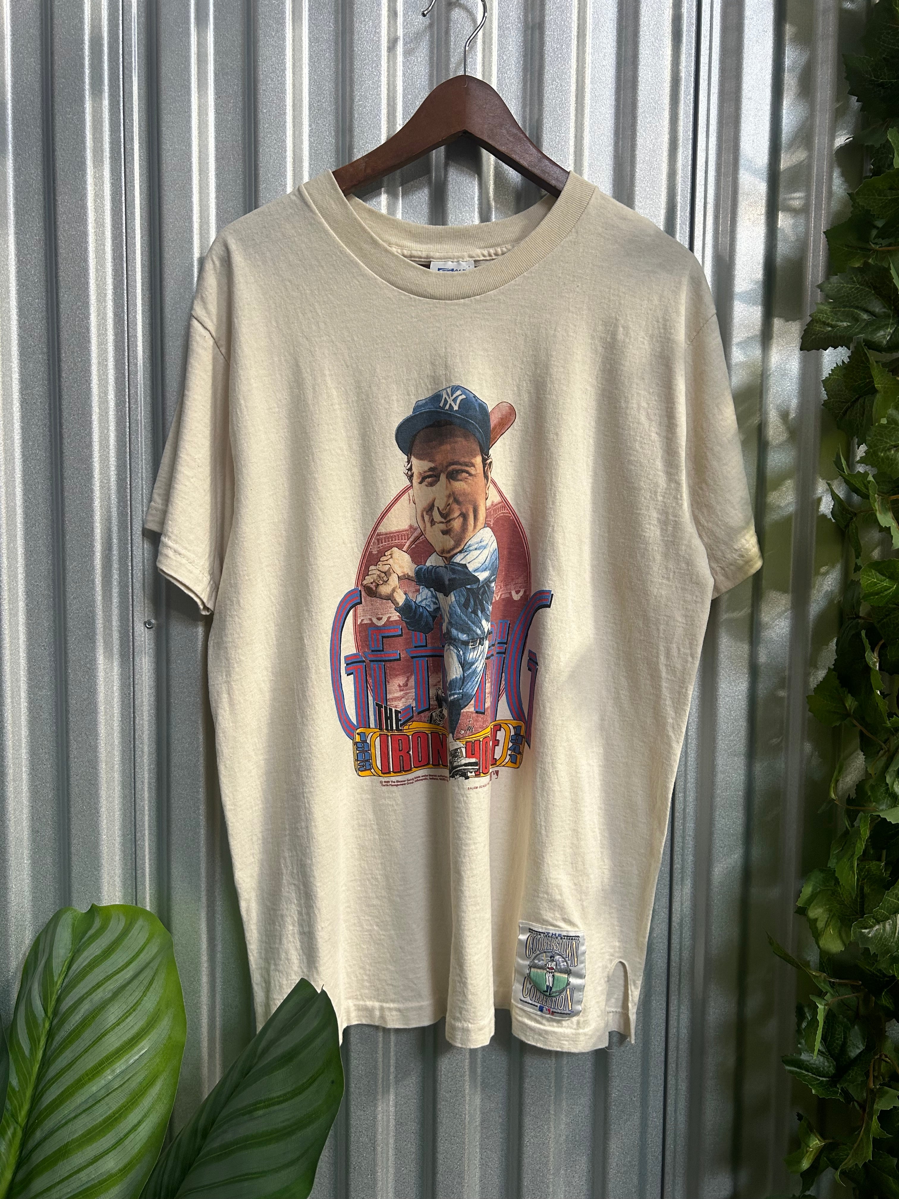 Vintage Lou Gehrig The Iron Horse Caricature T-shirt - Size Xl